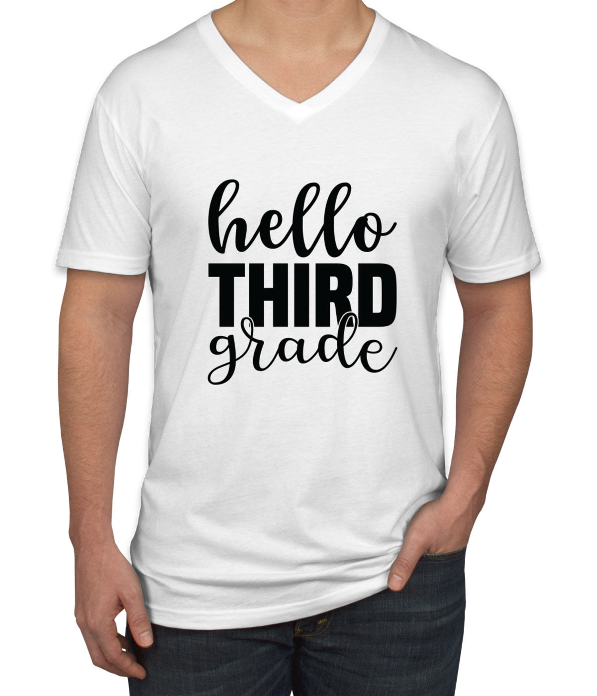 Hello Third Grade Teacher Men's V Neck T-shirt