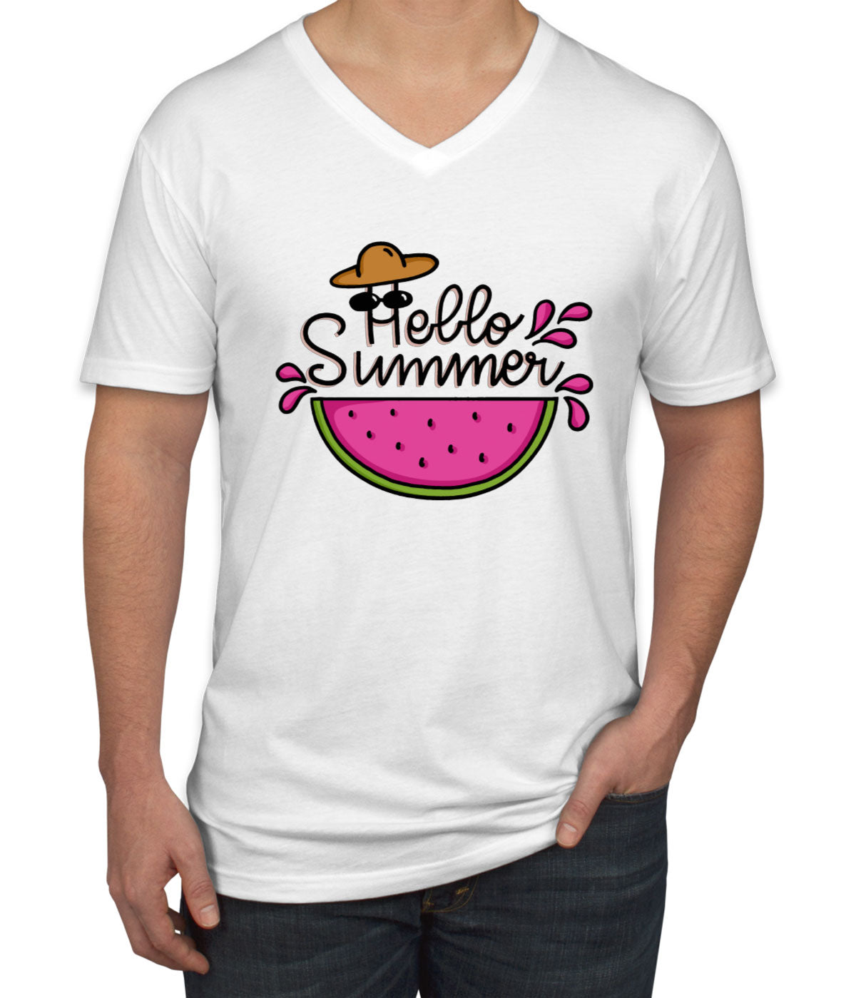 Hello Summer Men's V Neck T-shirt