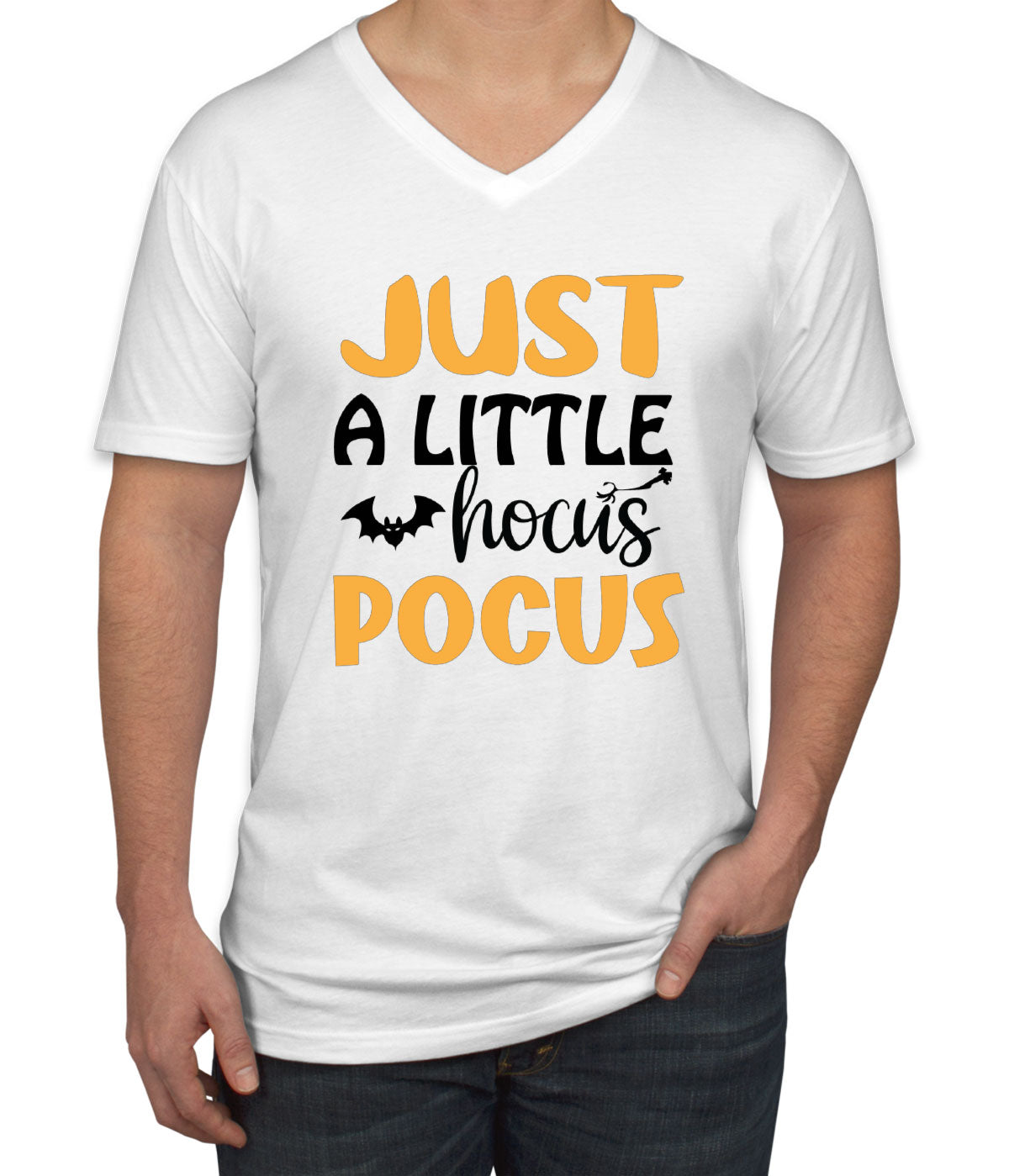 Just A Little Hocus Pocus Halloween Men's V Neck T-shirt