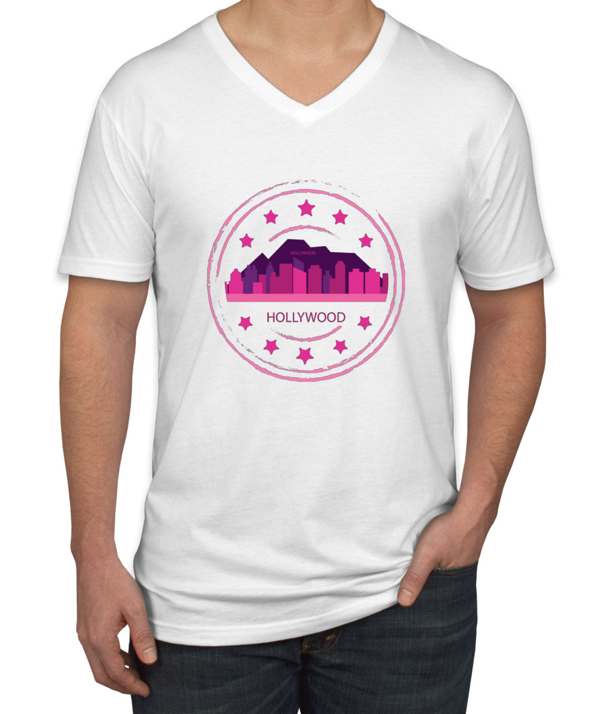 Hollywood Stamp Men's V Neck T-shirt