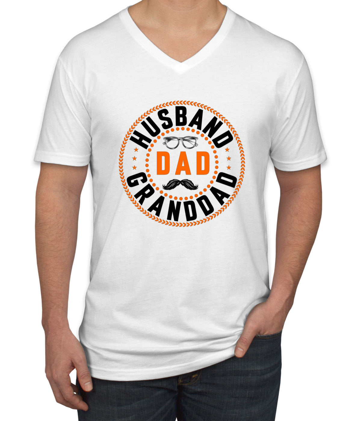 Husband Dad Granddad Father's Day Men's V Neck T-shirt