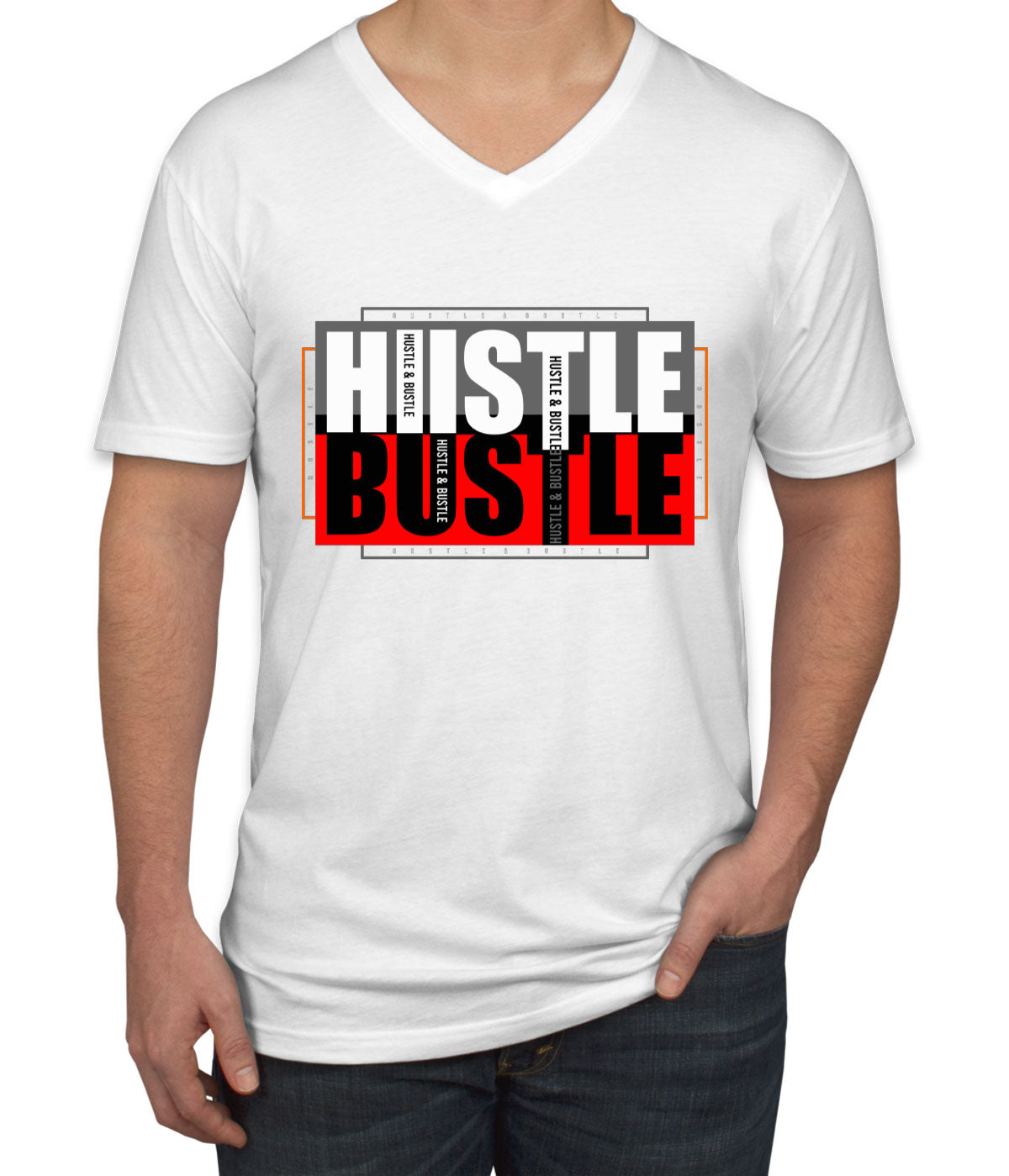 Hustle Bustle Men's V Neck T-shirt