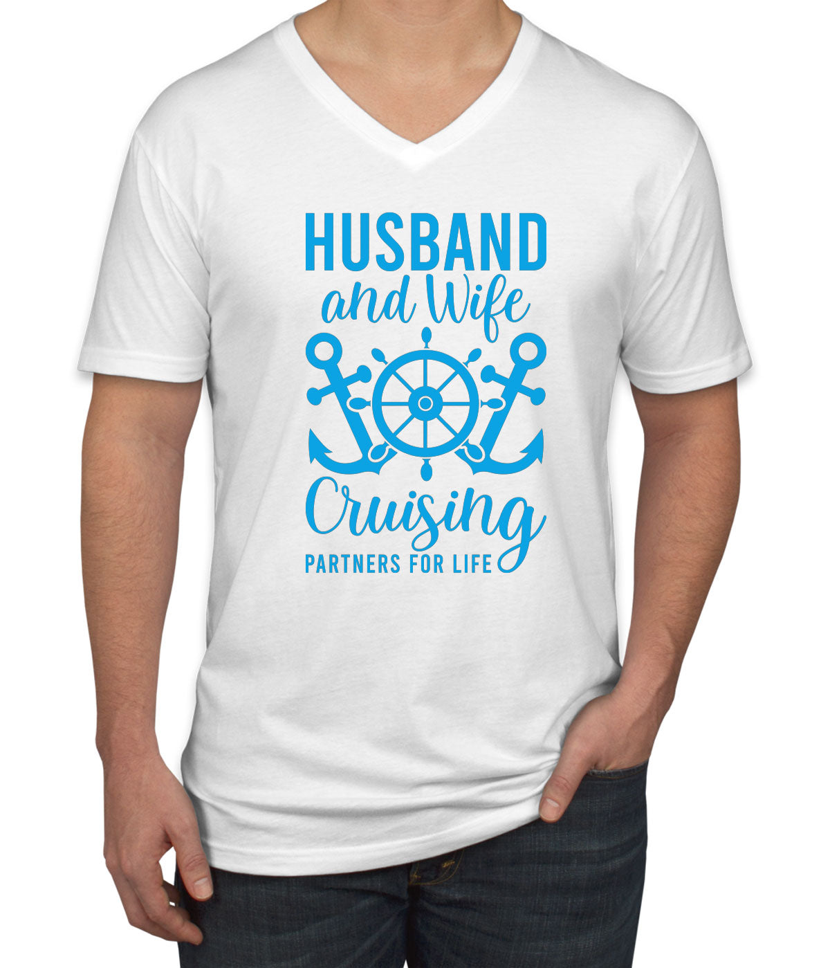 Husband And Wife Cruising Partners For Life Men's V Neck T-shirt