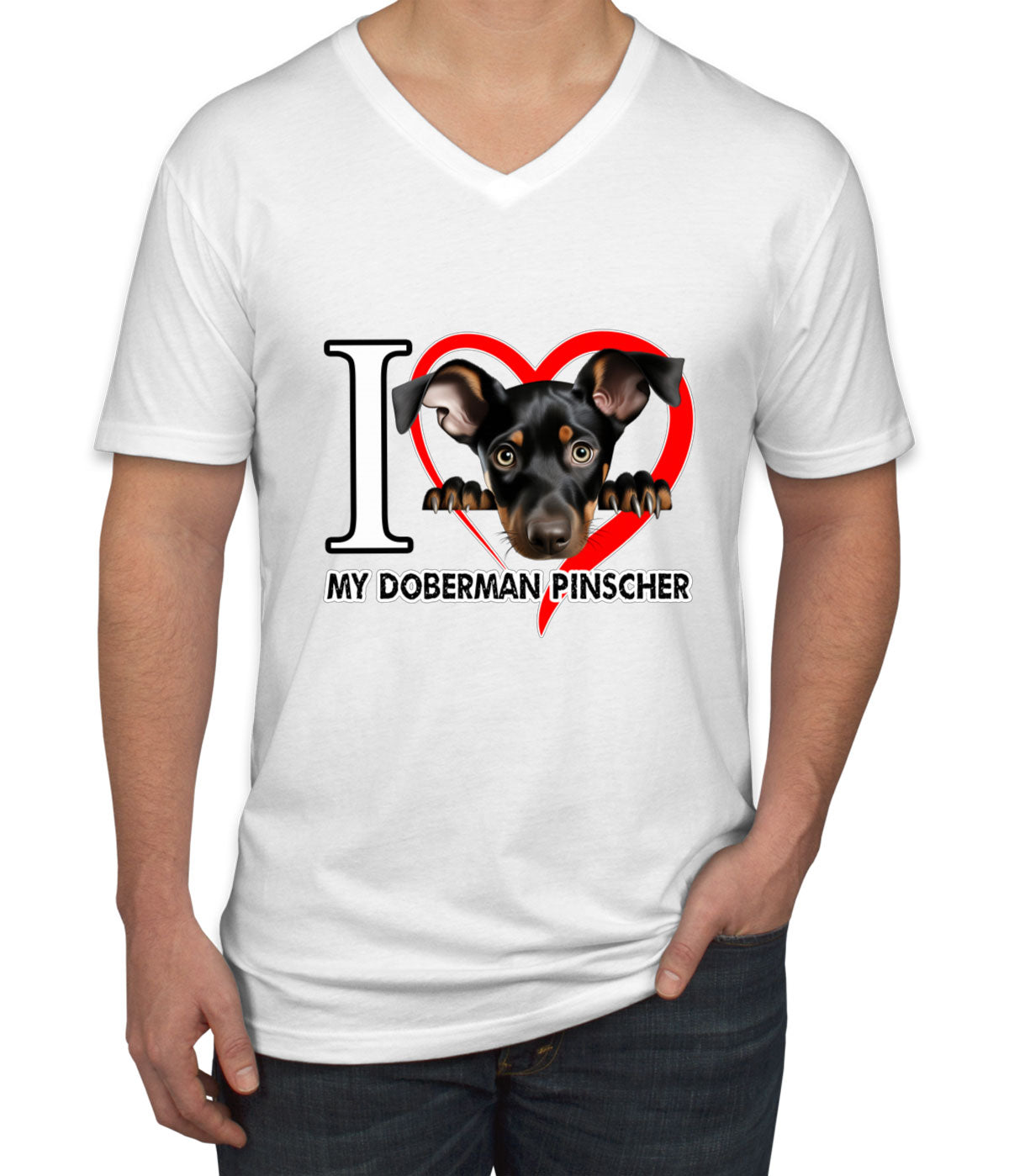 I Love My Miniature Pinscher Dog Men's V Neck T-shirt