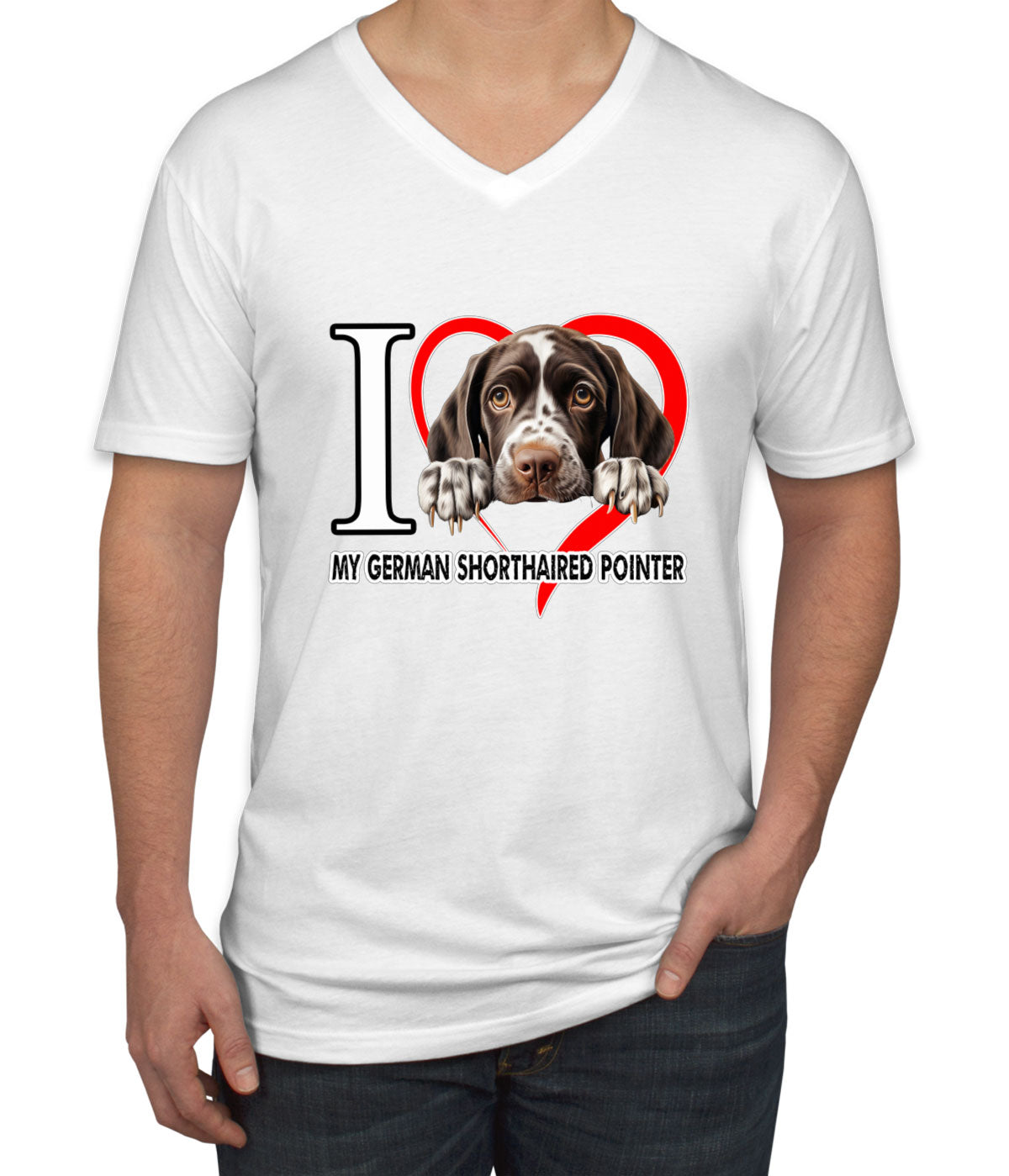 I Love My German Shorthaired Pointer Dog Men's V Neck T-shirt