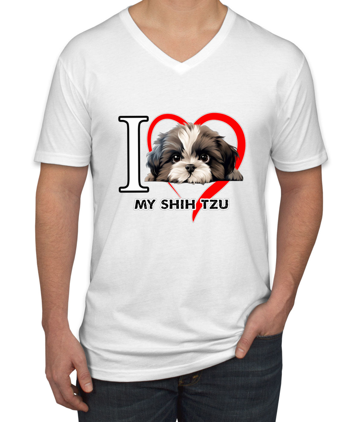 I Love My Shihtzu Dog Men's V Neck T-shirt