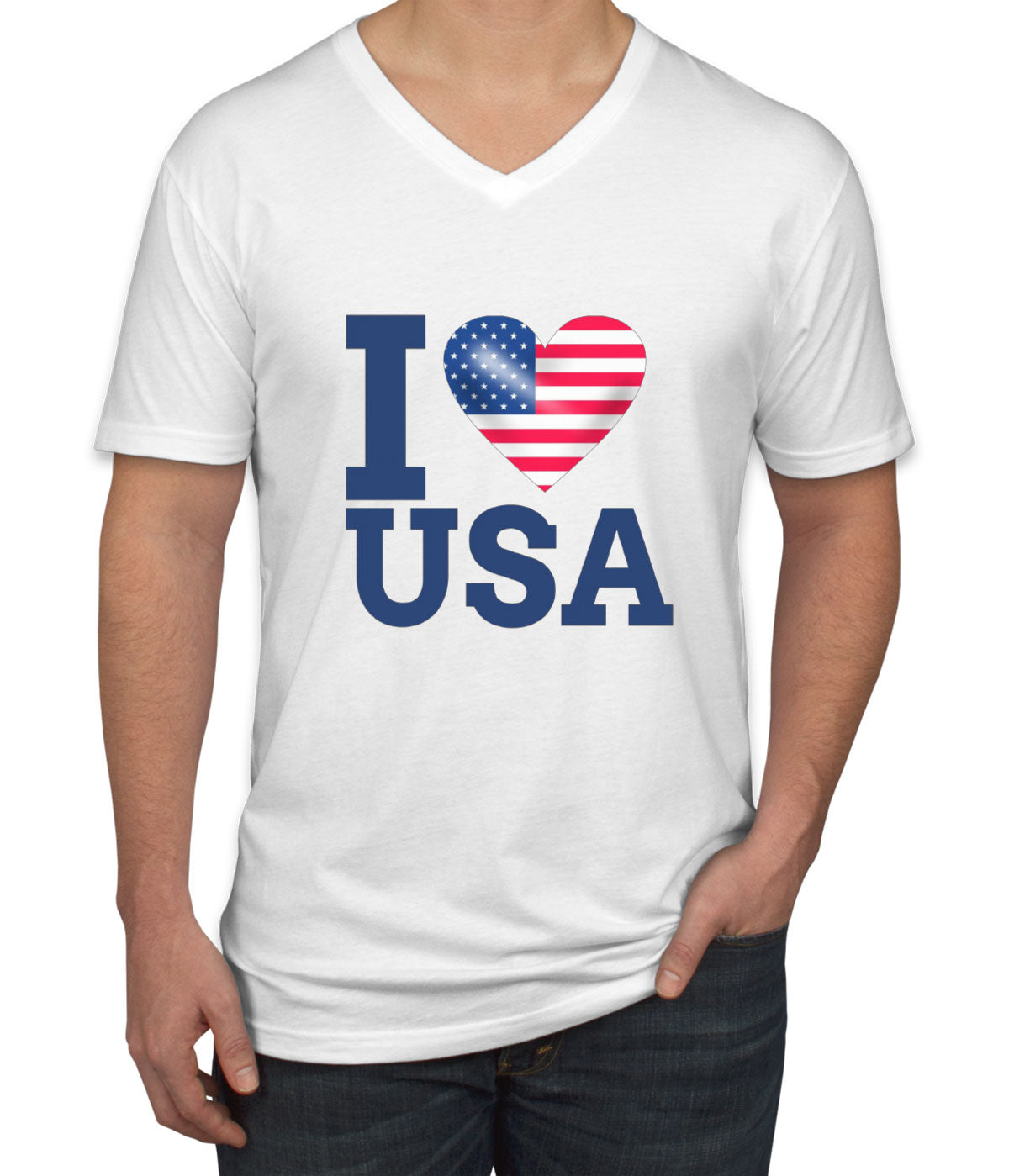 I Love USA Men's V Neck T-shirt