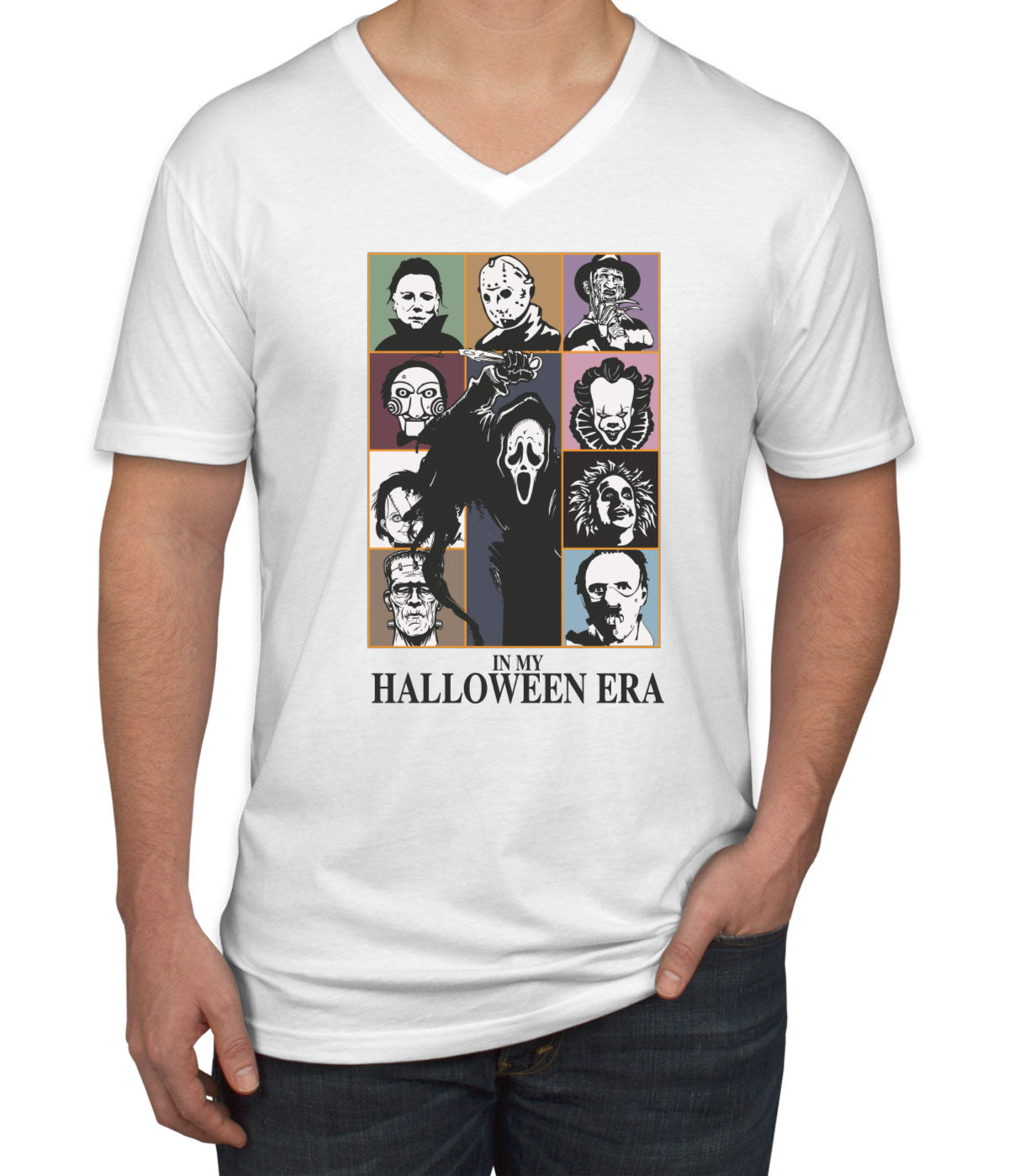 In My Halloween Era Horror Movie Characters Men's V Neck T-shirt