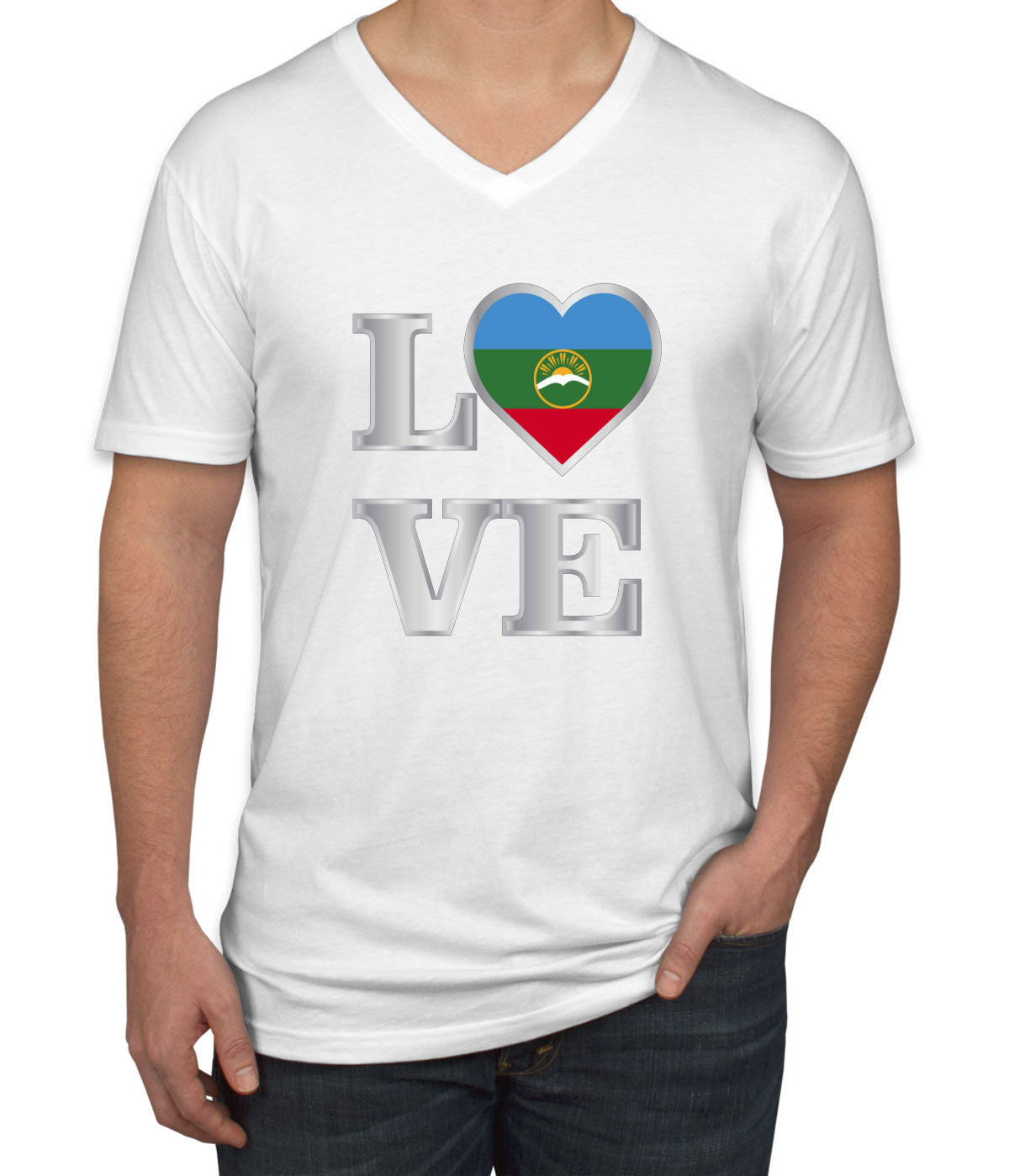 Karachay Love Men's V Neck T-shirt