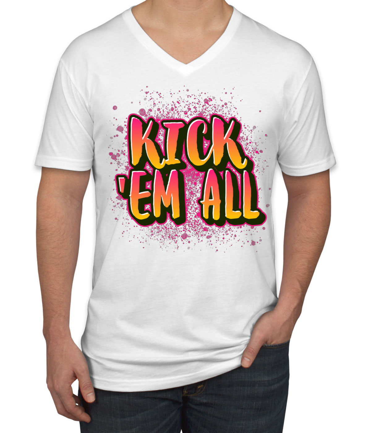 Kick 'Em All Men's V Neck T-shirt