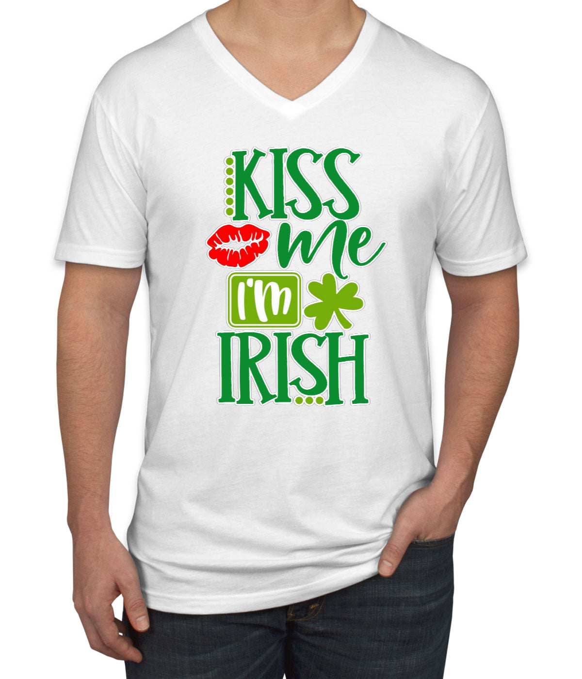 Kiss Me I'm Irish St. Patrick's Day Men's V Neck T-shirt