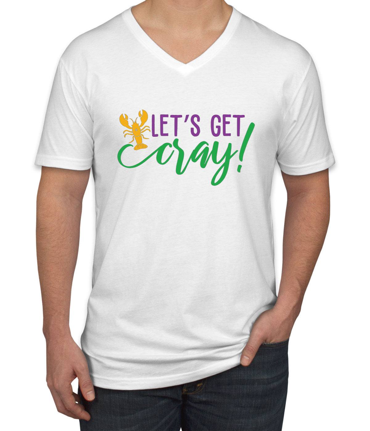 Let's Get Cray Mardi Gras Men's V Neck T-shirt