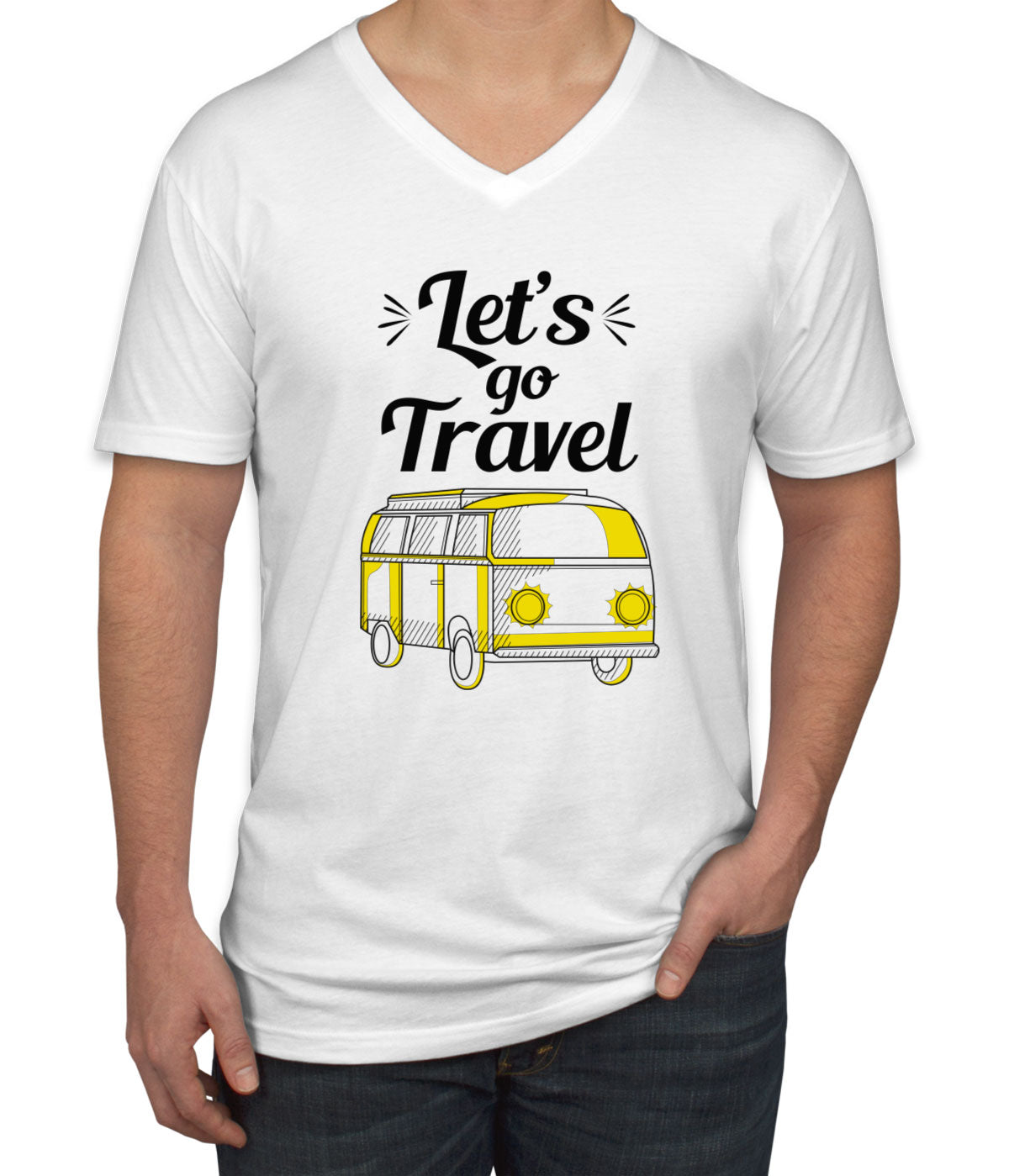 Let's Go Travel Men's V Neck T-shirt