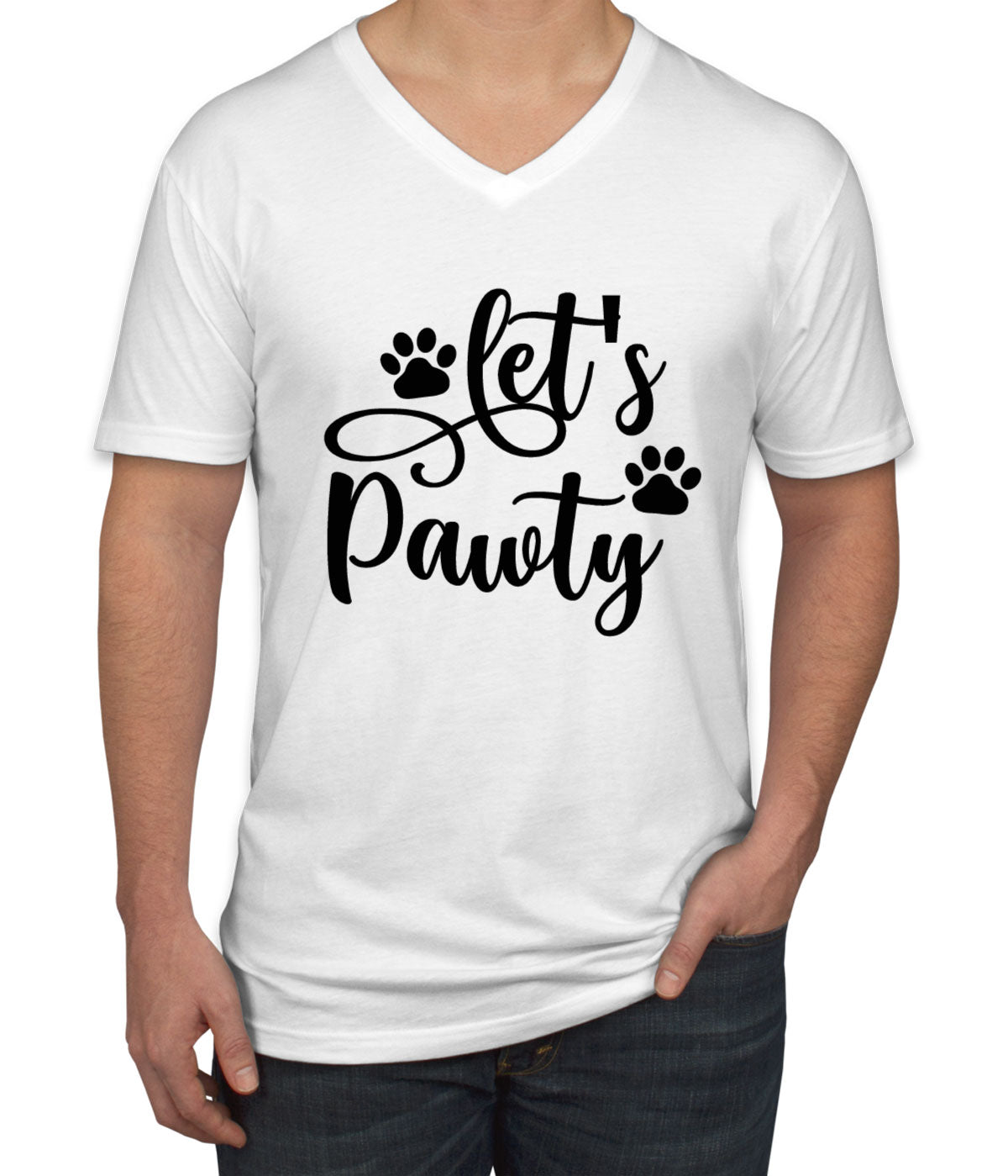 Let's Pawty Dog Men's V Neck T-shirt