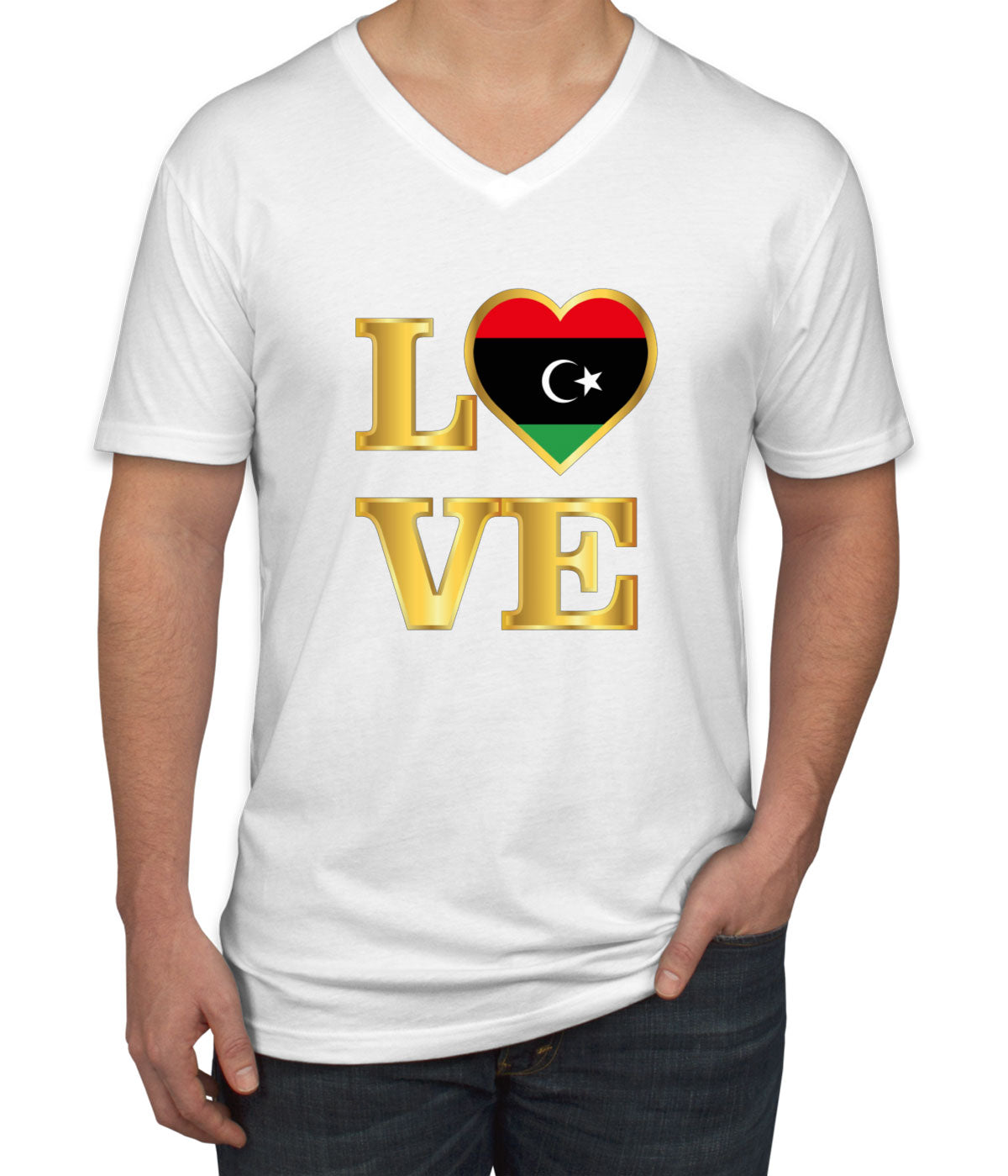 Libya Love Men's V Neck T-shirt