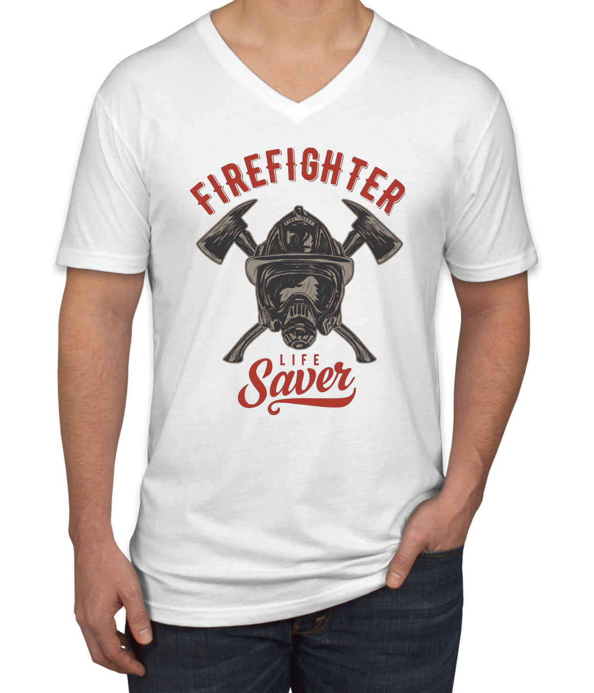 Firefighter Life Saver Fireman Men's V Neck T-shirt