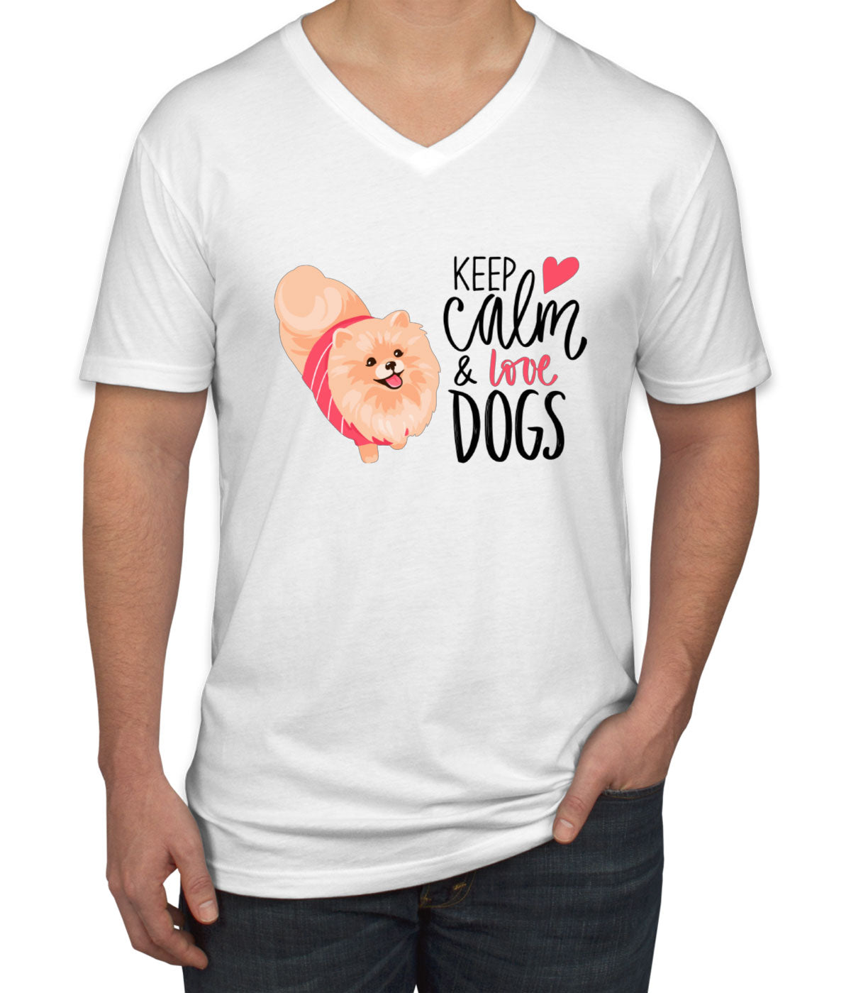 Keep Calm And Love Dogs Men's V Neck T-shirt