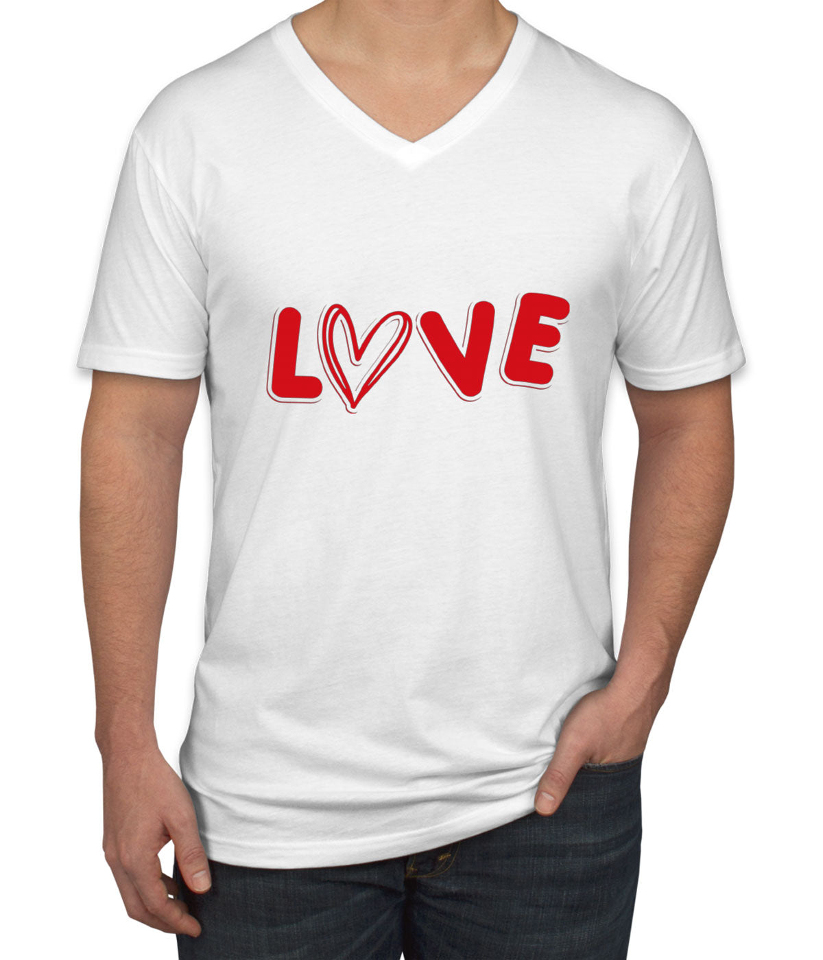 Love Heart Valentine's Day Men's V Neck T-shirt