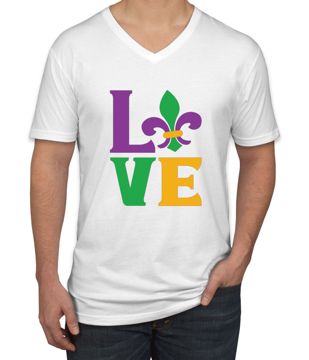 Love Mardi Gras Men's V Neck T-shirt