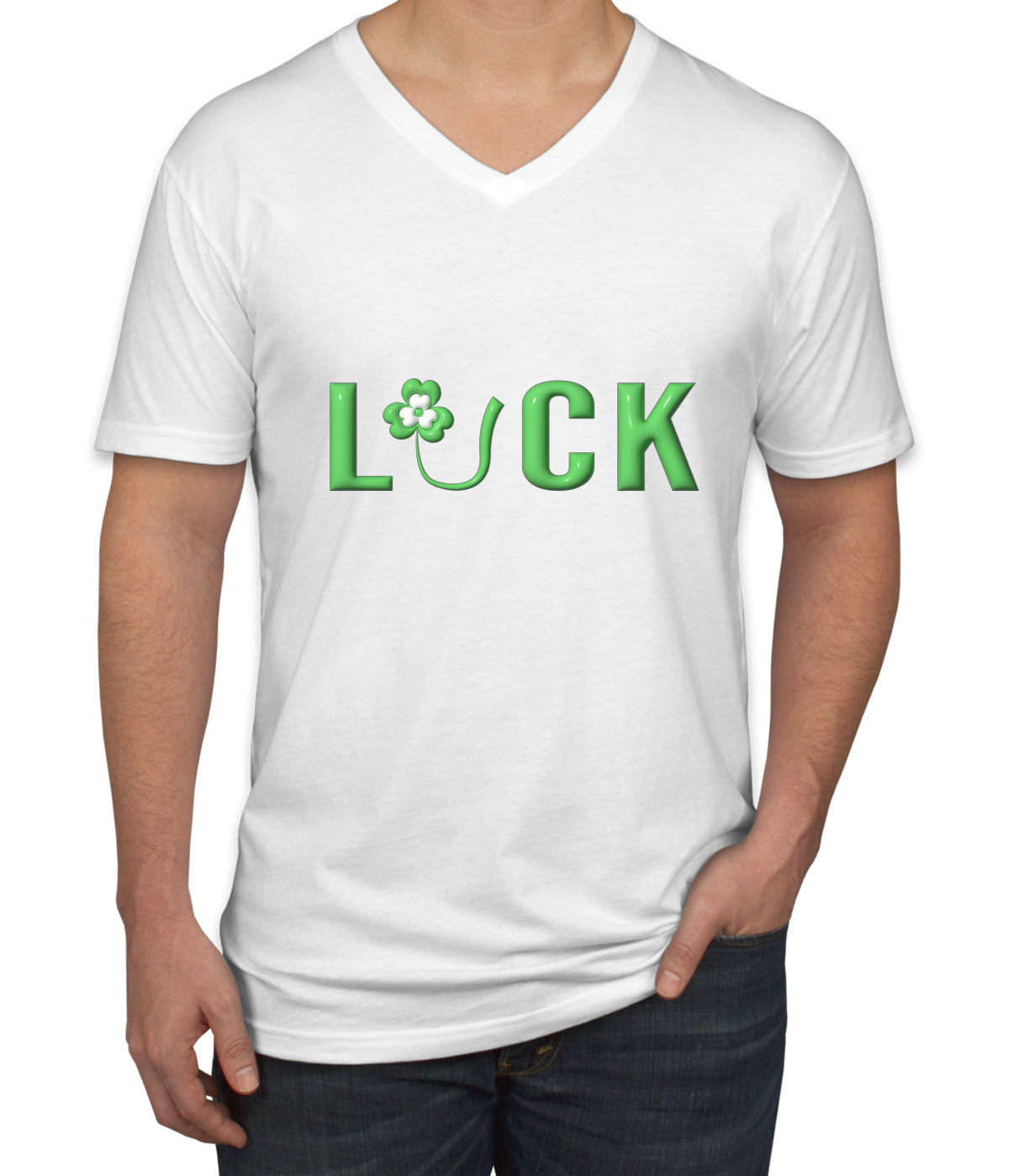 Luck Typography St. Patrick's Day Men's V Neck T-shirt