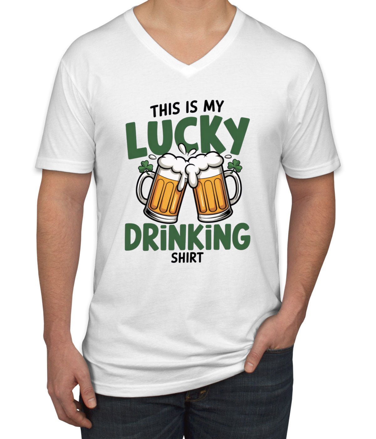 This Is My Lucky Drinking Shirt St. Patrick's Day Men's V Neck T-shirt