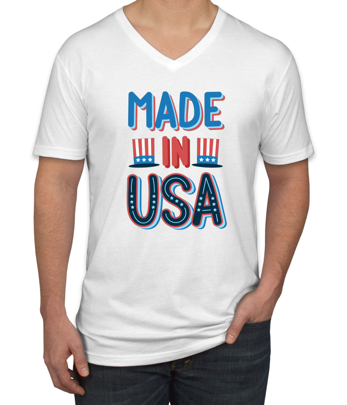 Made In USA Patriotic Men's V Neck T-shirt