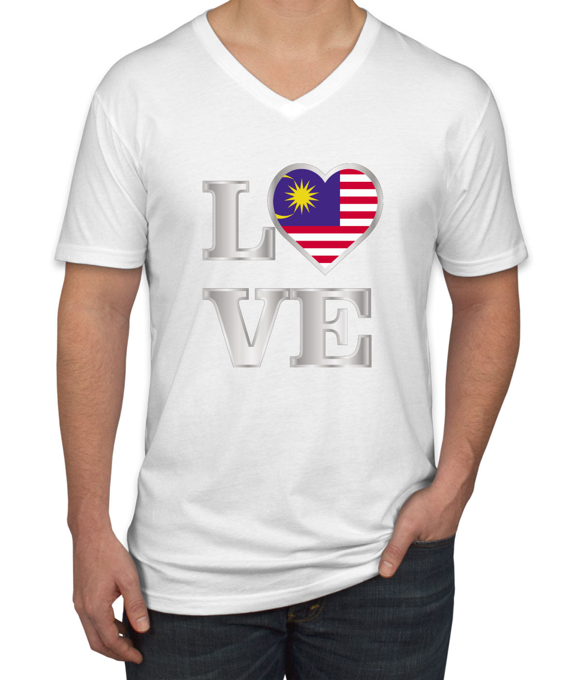 Malaysia Love Men's V Neck T-shirt