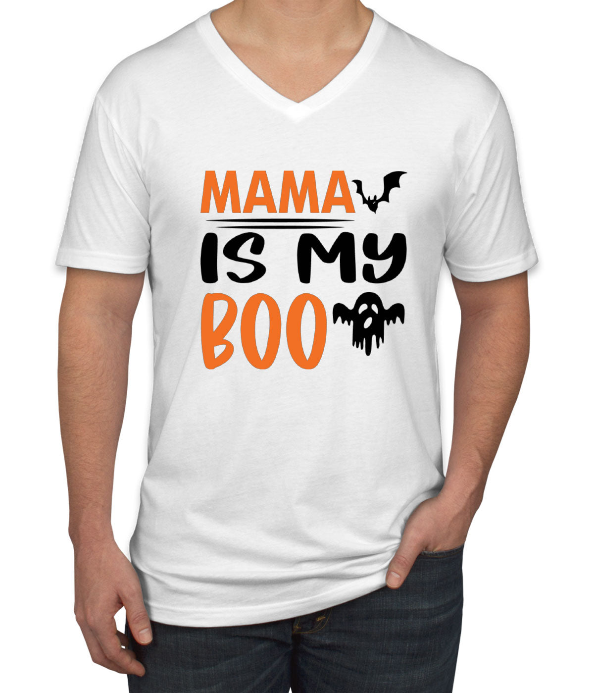 Mama Is My Boo Halloween Men's V Neck T-shirt