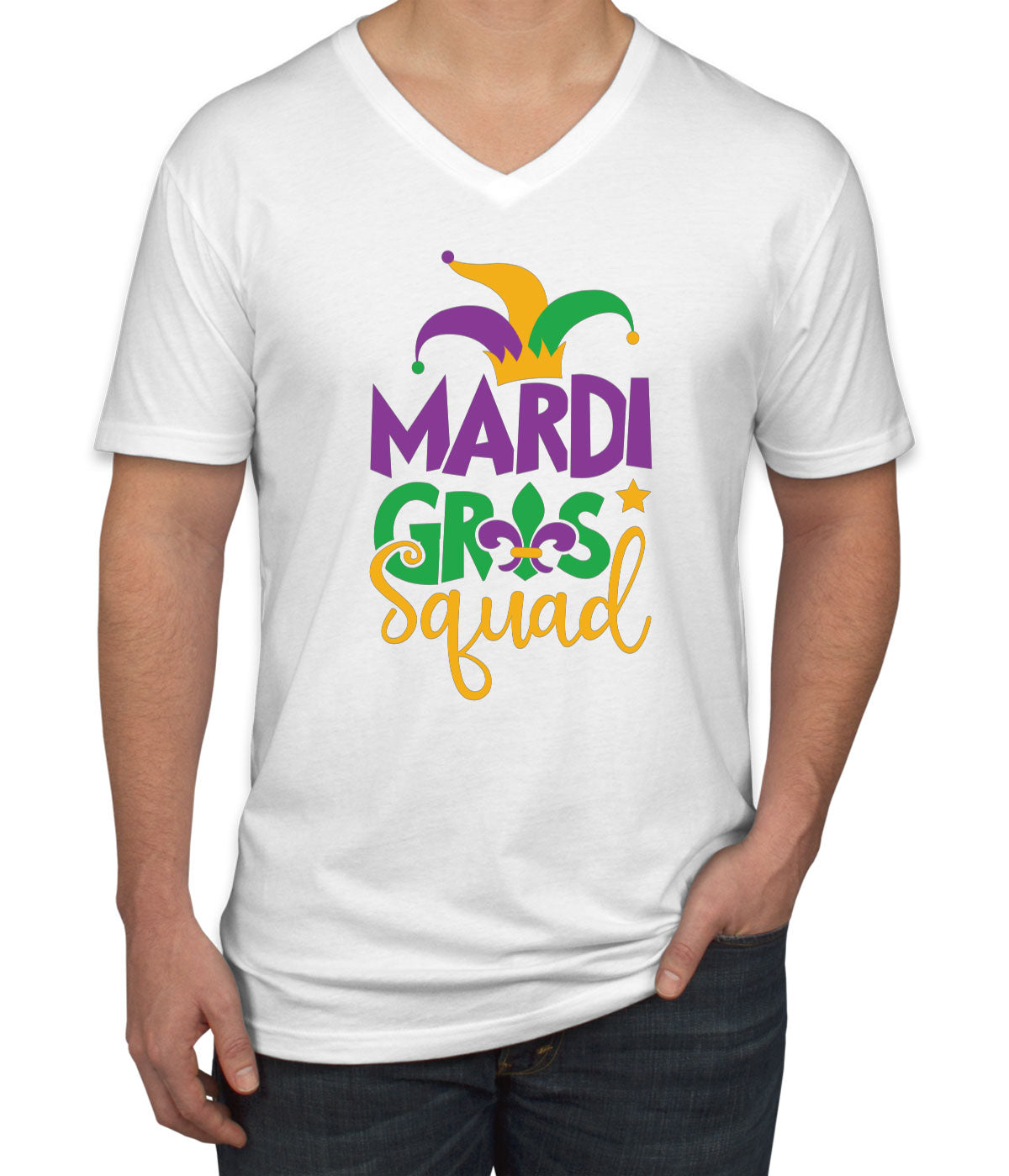 Mardi Gras Squad Men's V Neck T-shirt