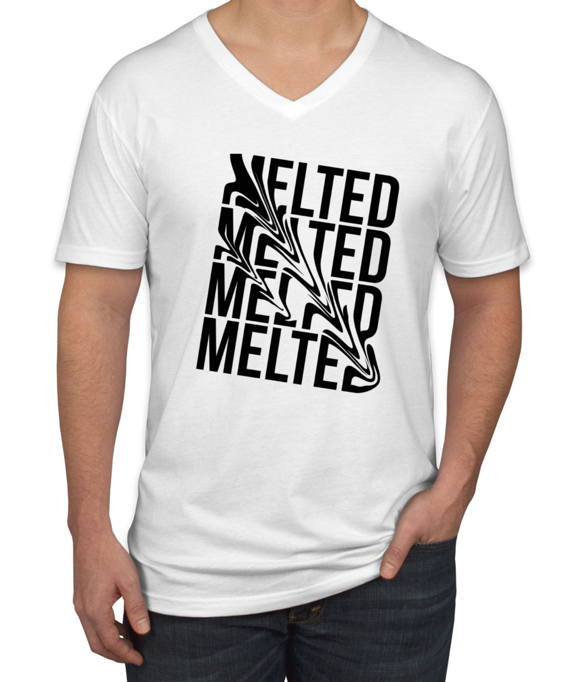 Melted Typography Men's V Neck T-shirt