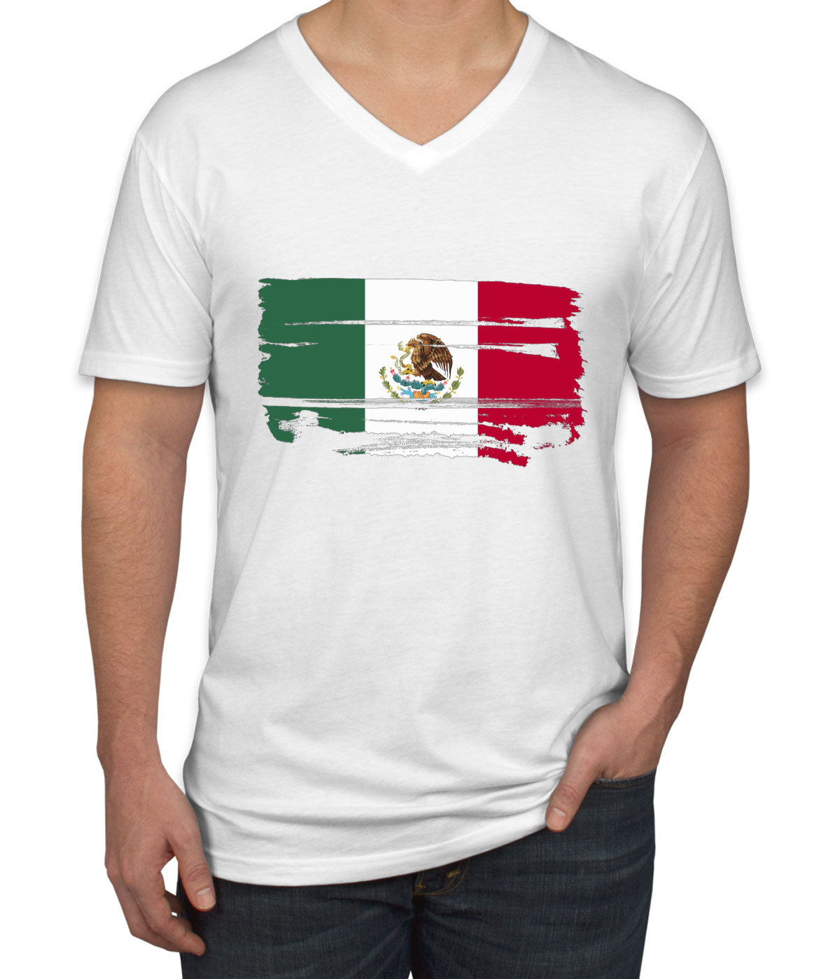 Mexico Flag Men's V Neck T-shirt