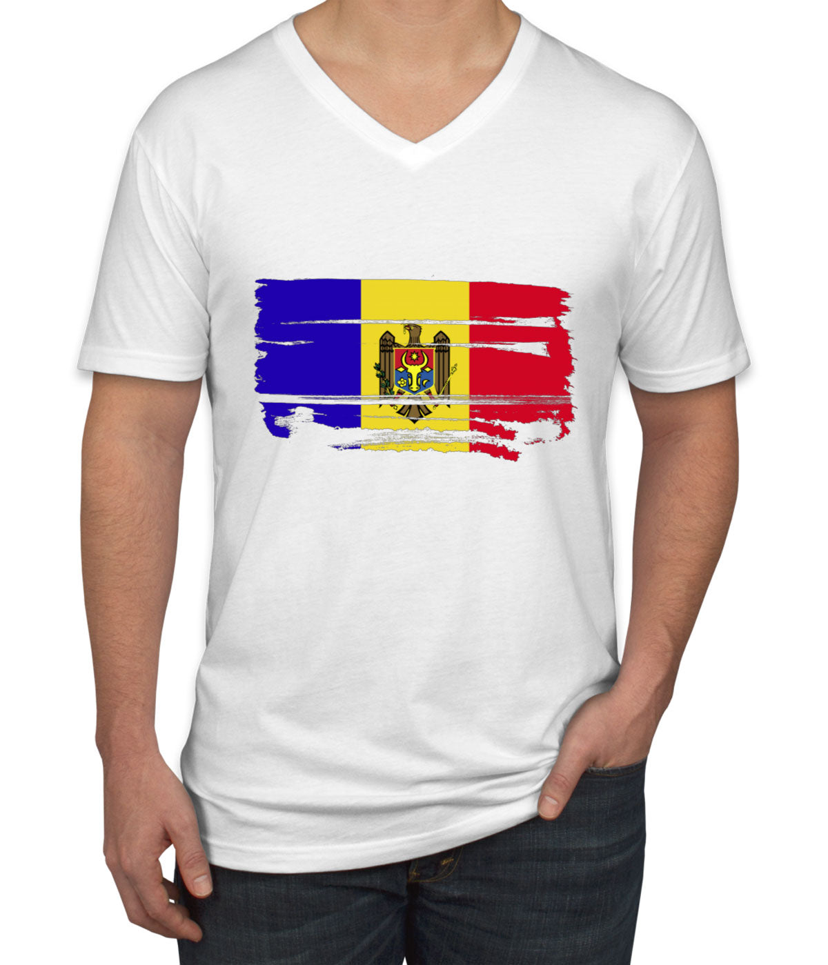 Moldova Flag Men's V Neck T-shirt