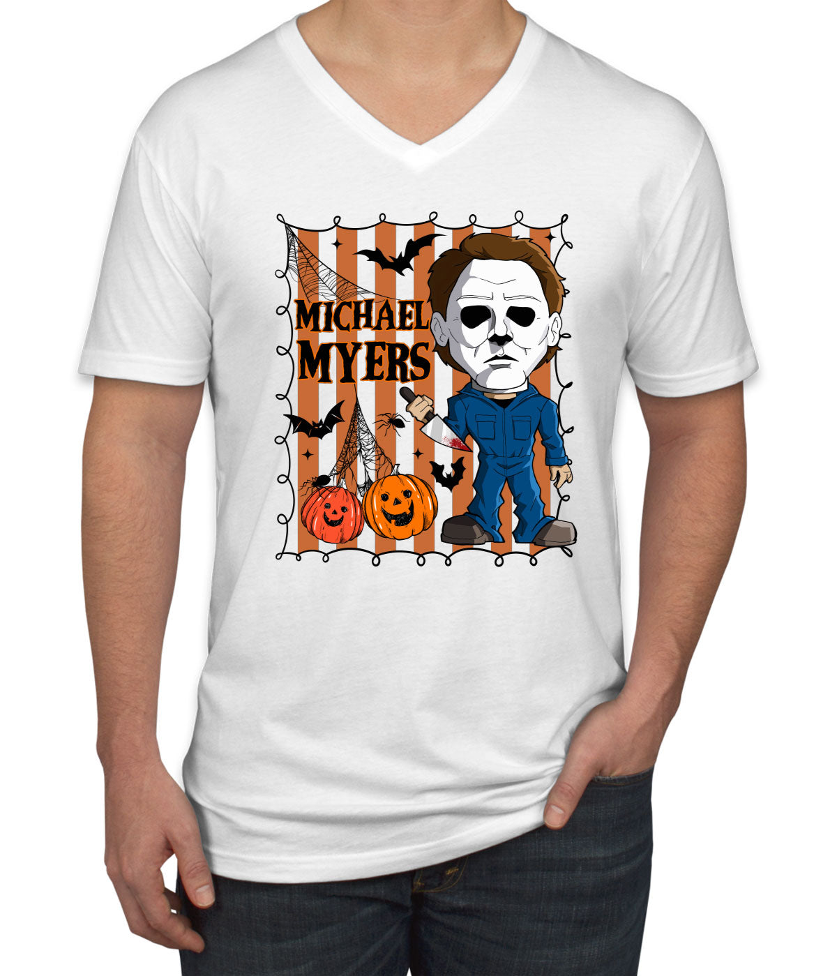 Myers Horror Movie Character Halloween Men's V Neck T-shirt