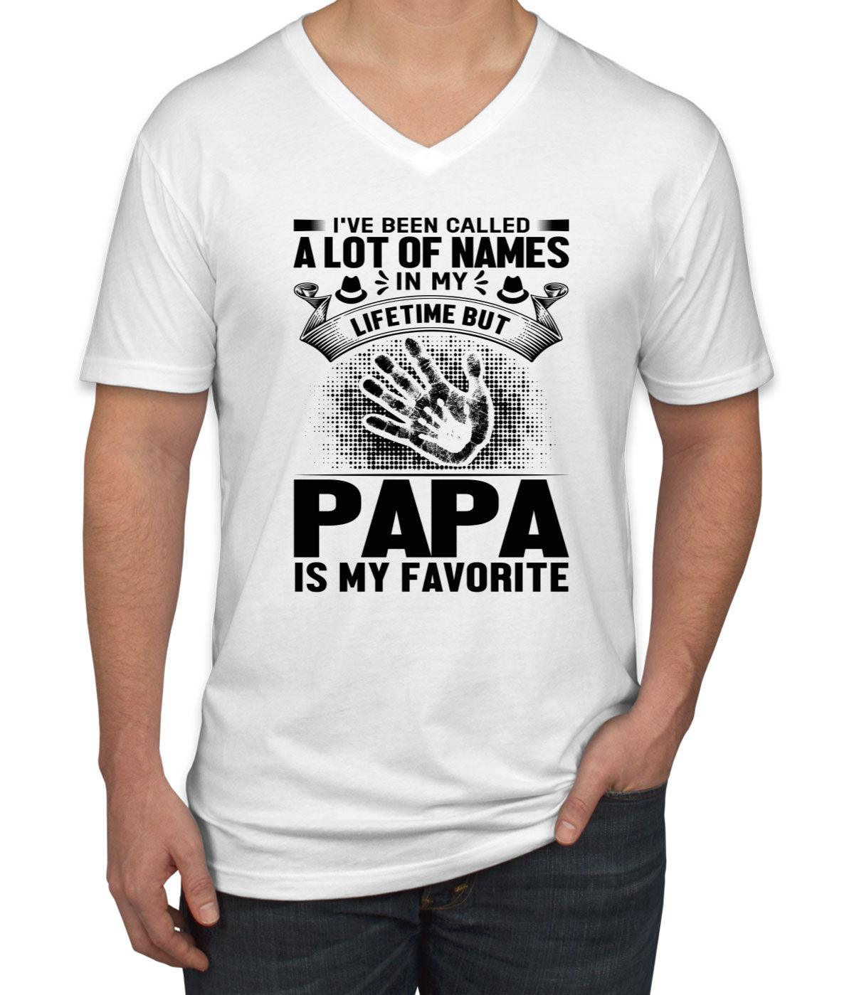 Papa Is My Favorite Name Father's Day Men's V Neck T-shirt