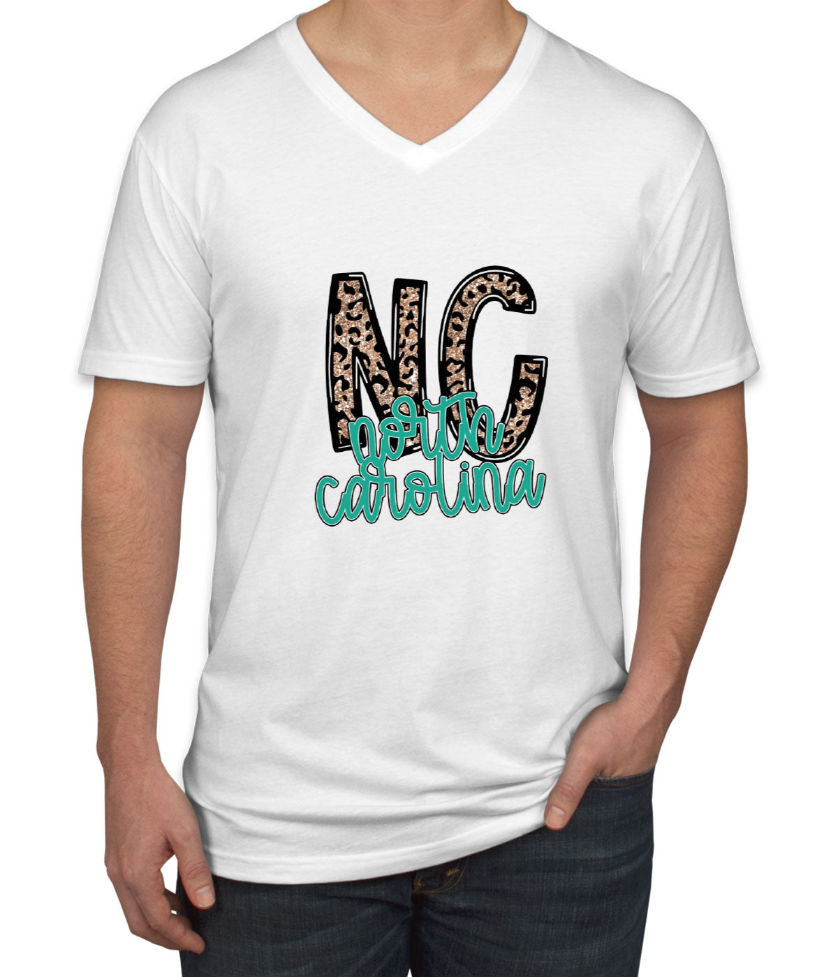 North Carolina State Abbreviation Men's V Neck T-shirt