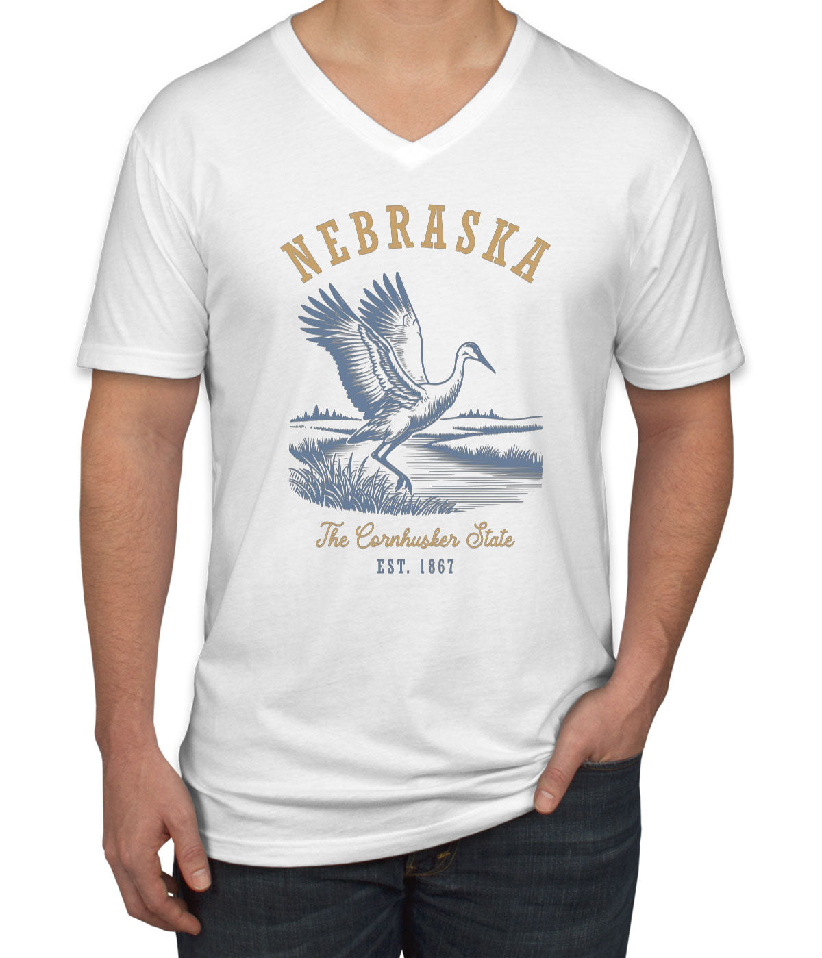 Nebraska State Vintage Men's V Neck T-shirt