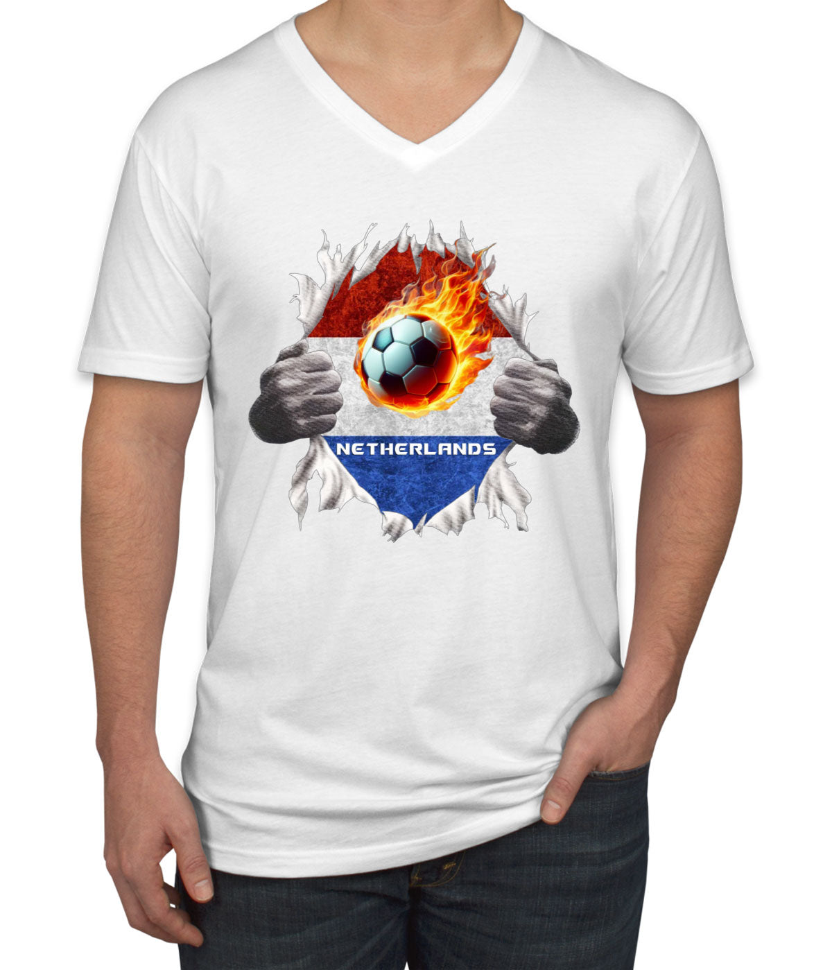 Netherlands Euro Cup Soccer Football Men's V Neck T-shirt
