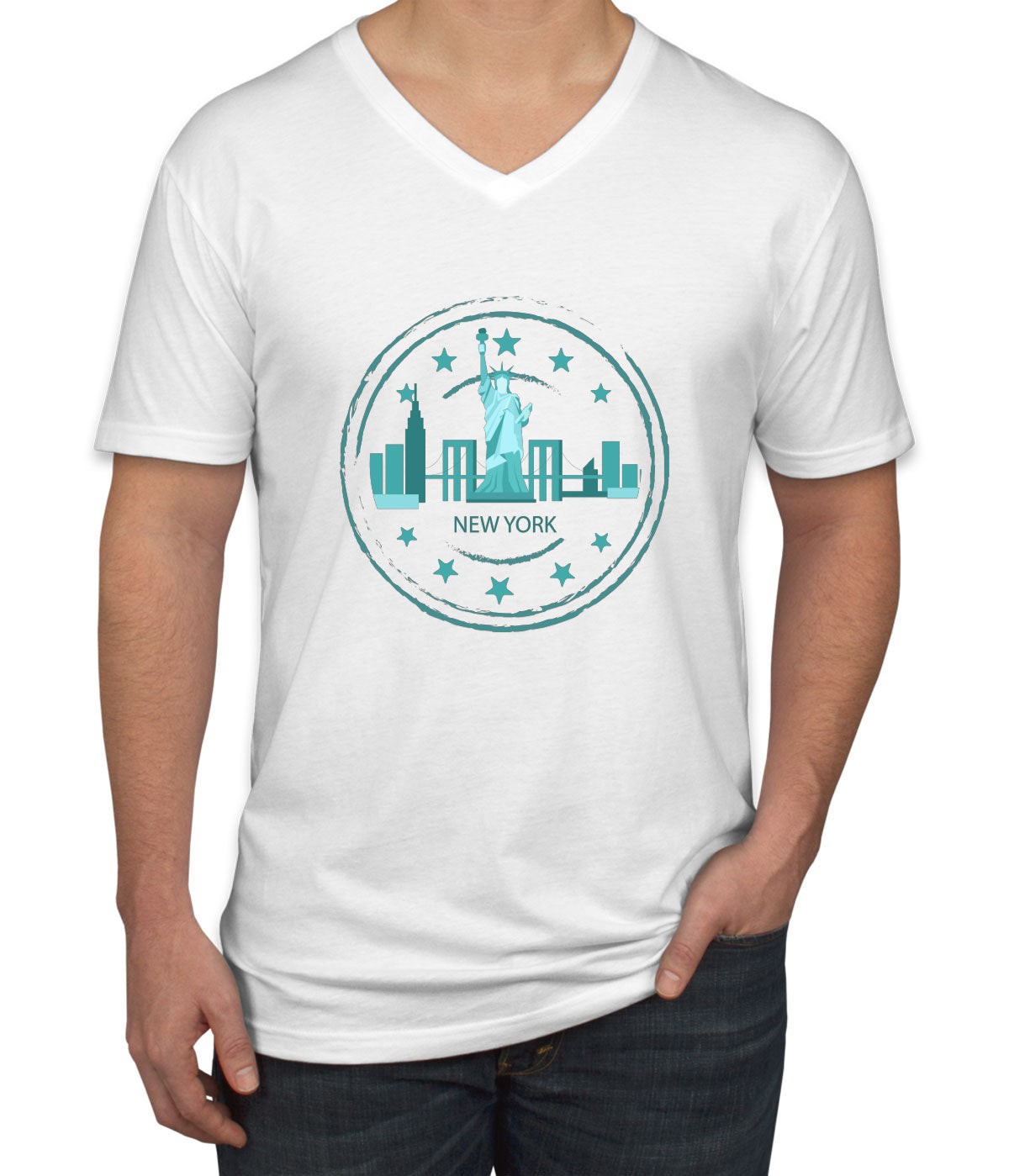New York Stamp Men's V Neck T-shirt