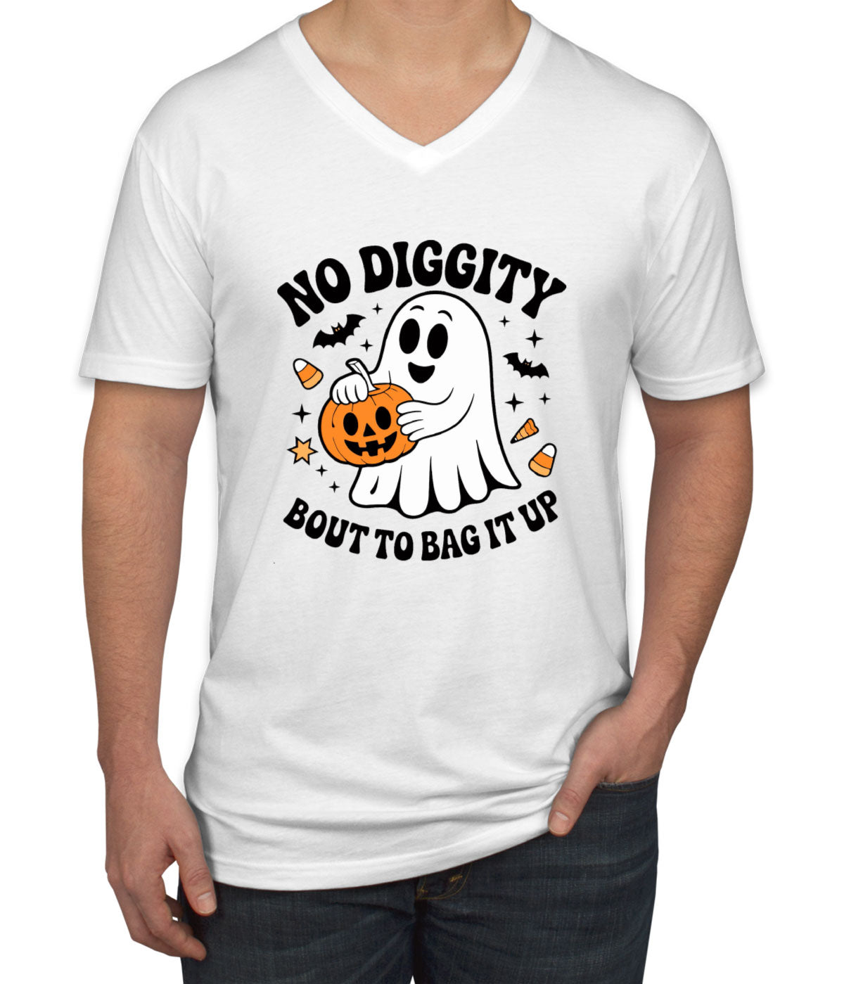 No Diggity Bout To Bag It Up Halloween Men's V Neck T-shirt
