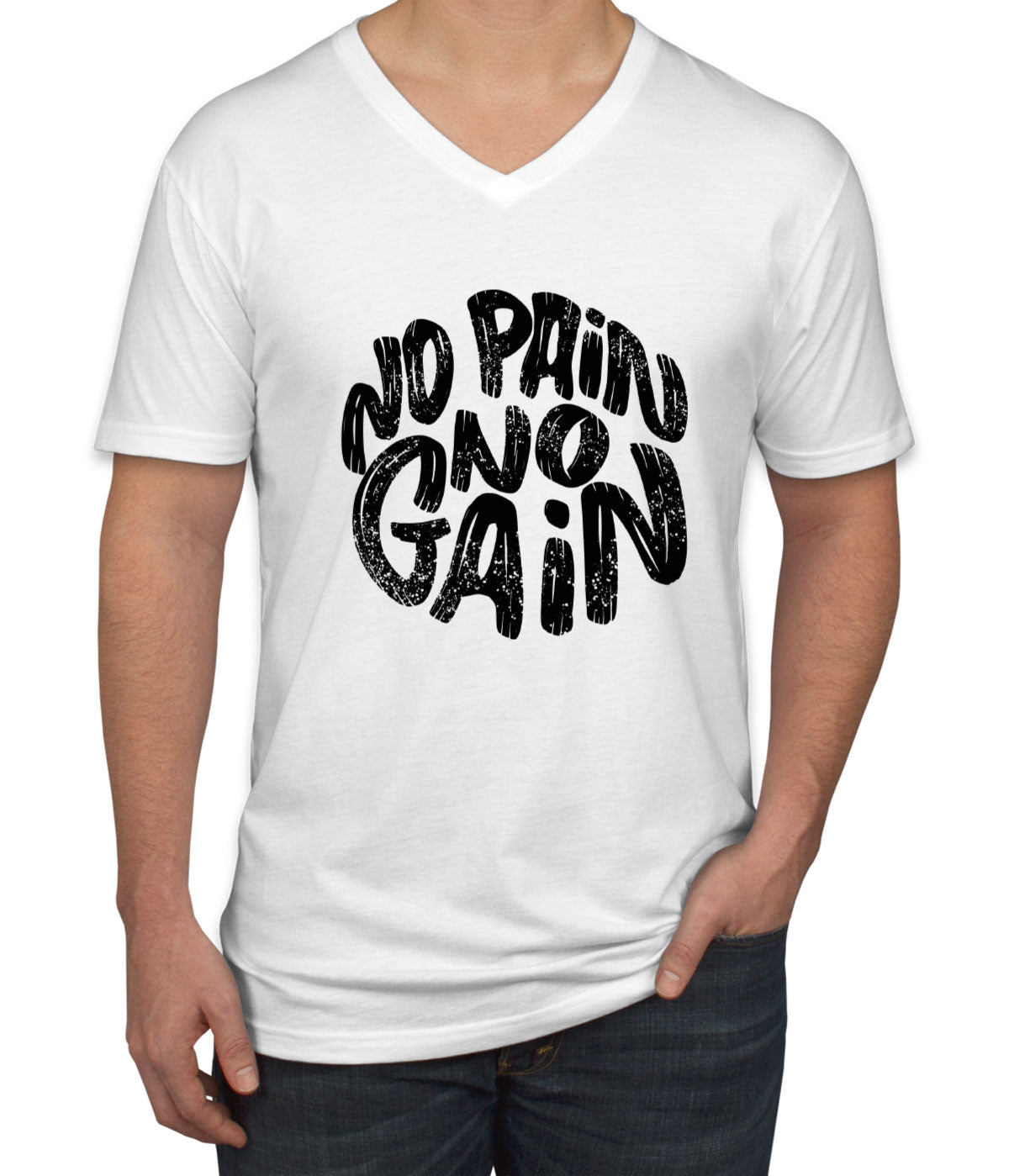 No Pain No Gain Gym Fitness Men's V Neck T-shirt