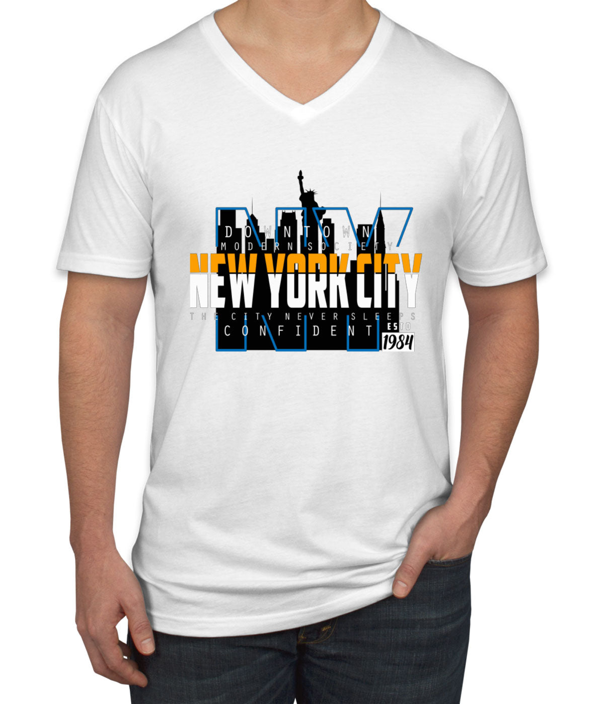 New York City Never Sleep Men's V Neck T-shirt