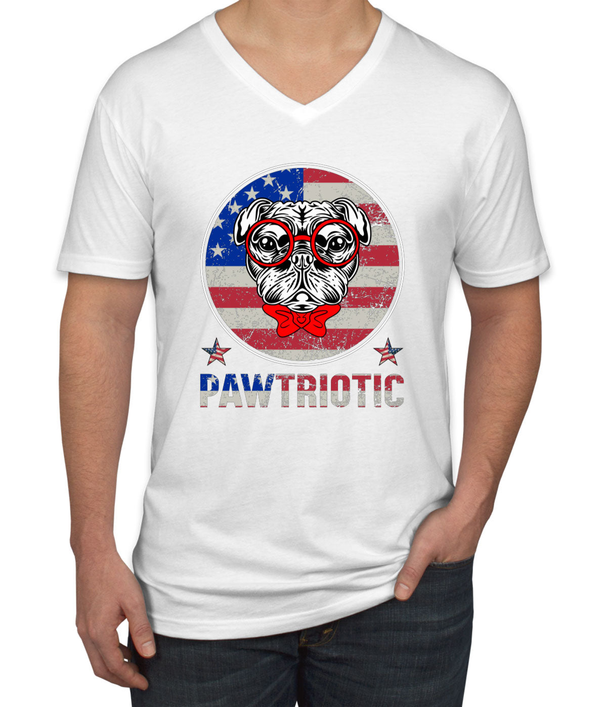 Bulldog Pawtriotic Patriotic Men's V Neck T-shirt