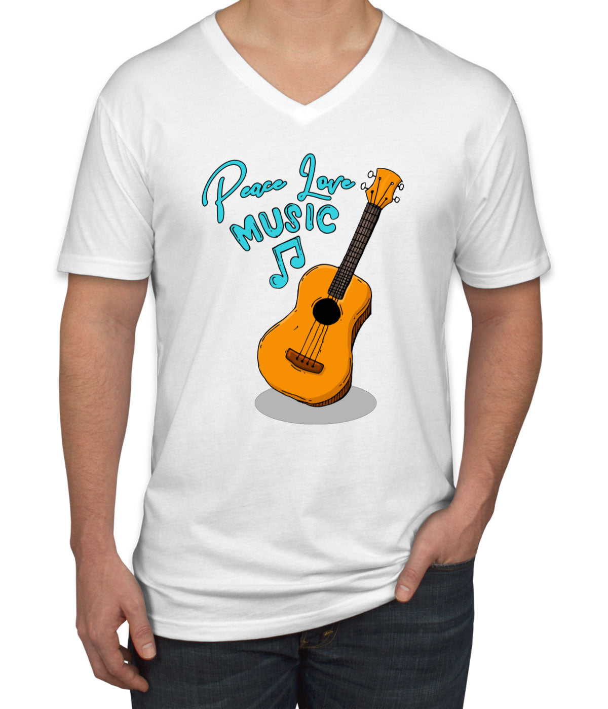 Peace Love Music Men's V Neck T-shirt