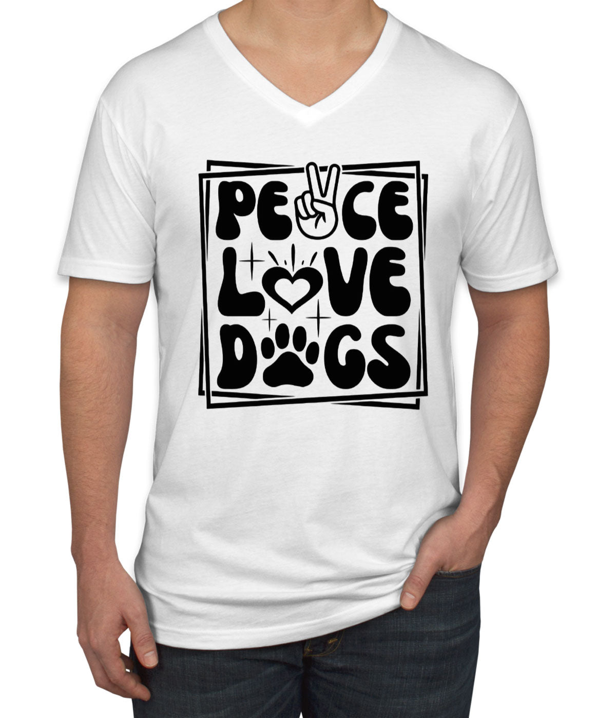 Peace Love Dogs Men's V Neck T-shirt