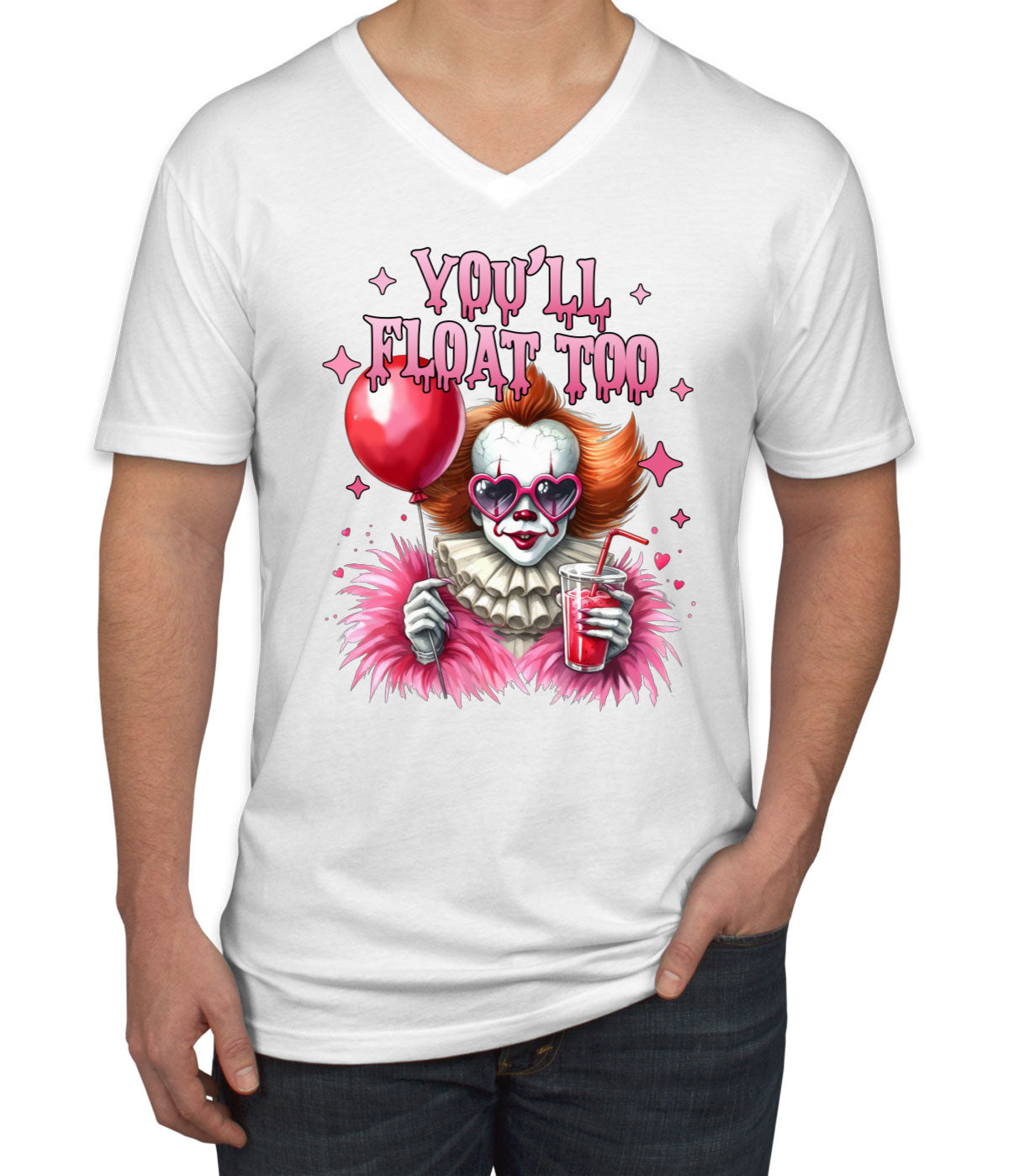 You'll Float Too Pennywise Halloween Men's V Neck T-shirt