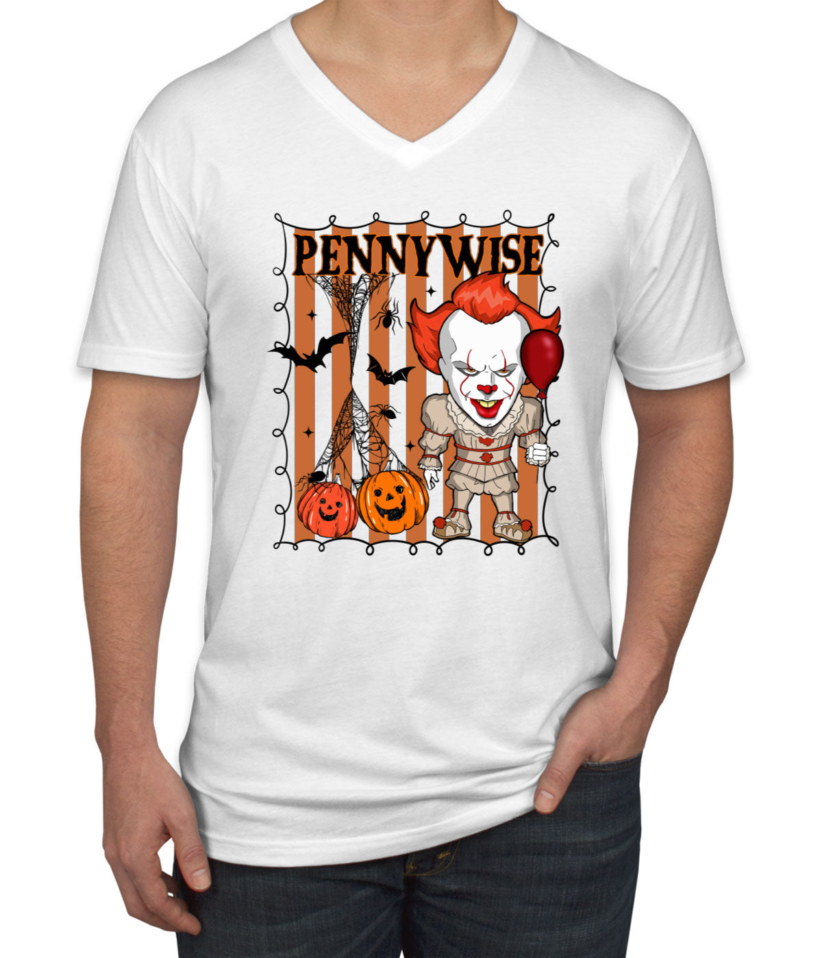 Pennywise Horror Movie Character Halloween Men's V Neck T-shirt