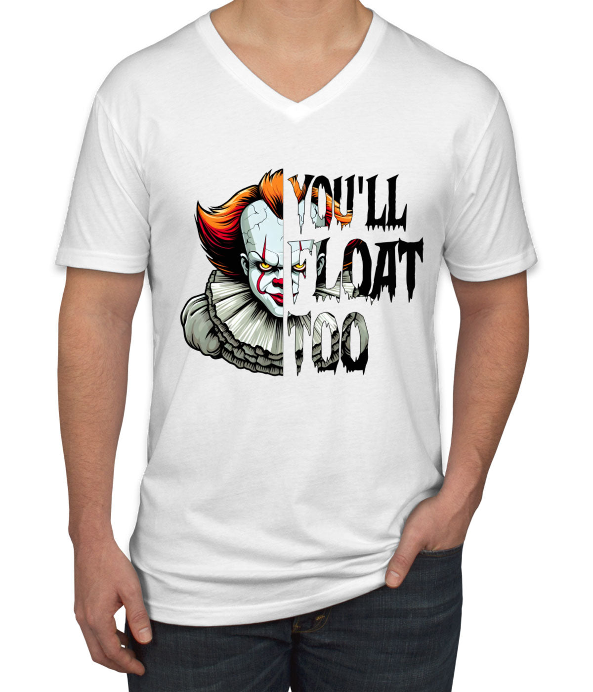 You'll Float Too Pennywise Halloween Men's V Neck T-shirt