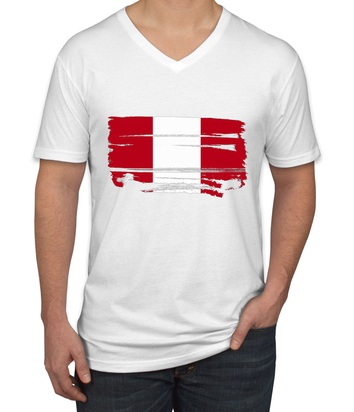 Peru Flag Men's V Neck T-shirt