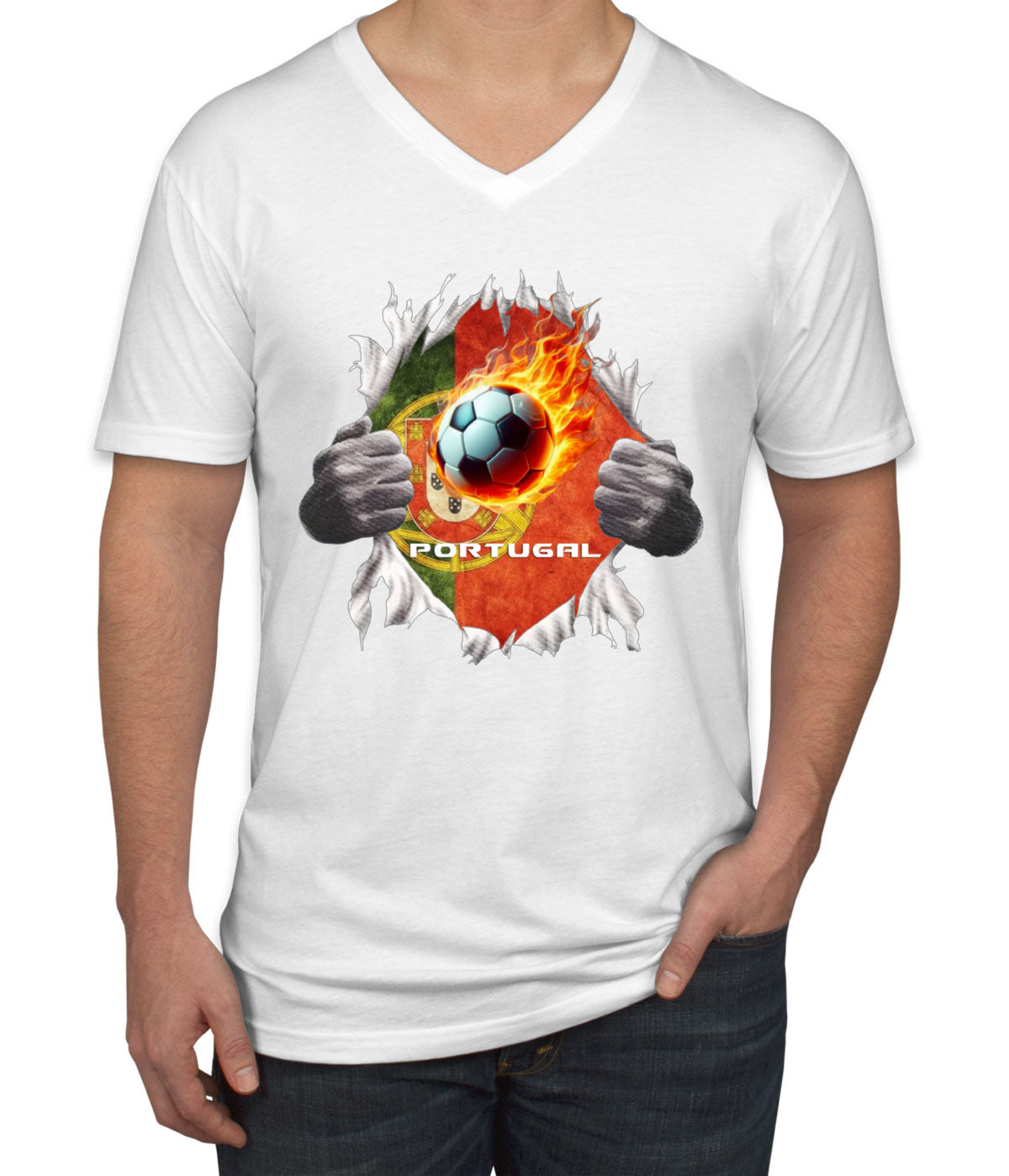 Portugal Euro Cup Soccer Football Men's V Neck T-shirt