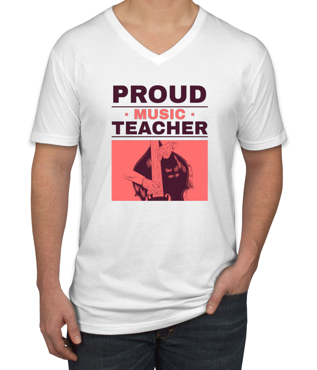 Proud Music Teacher Men's V Neck T-shirt